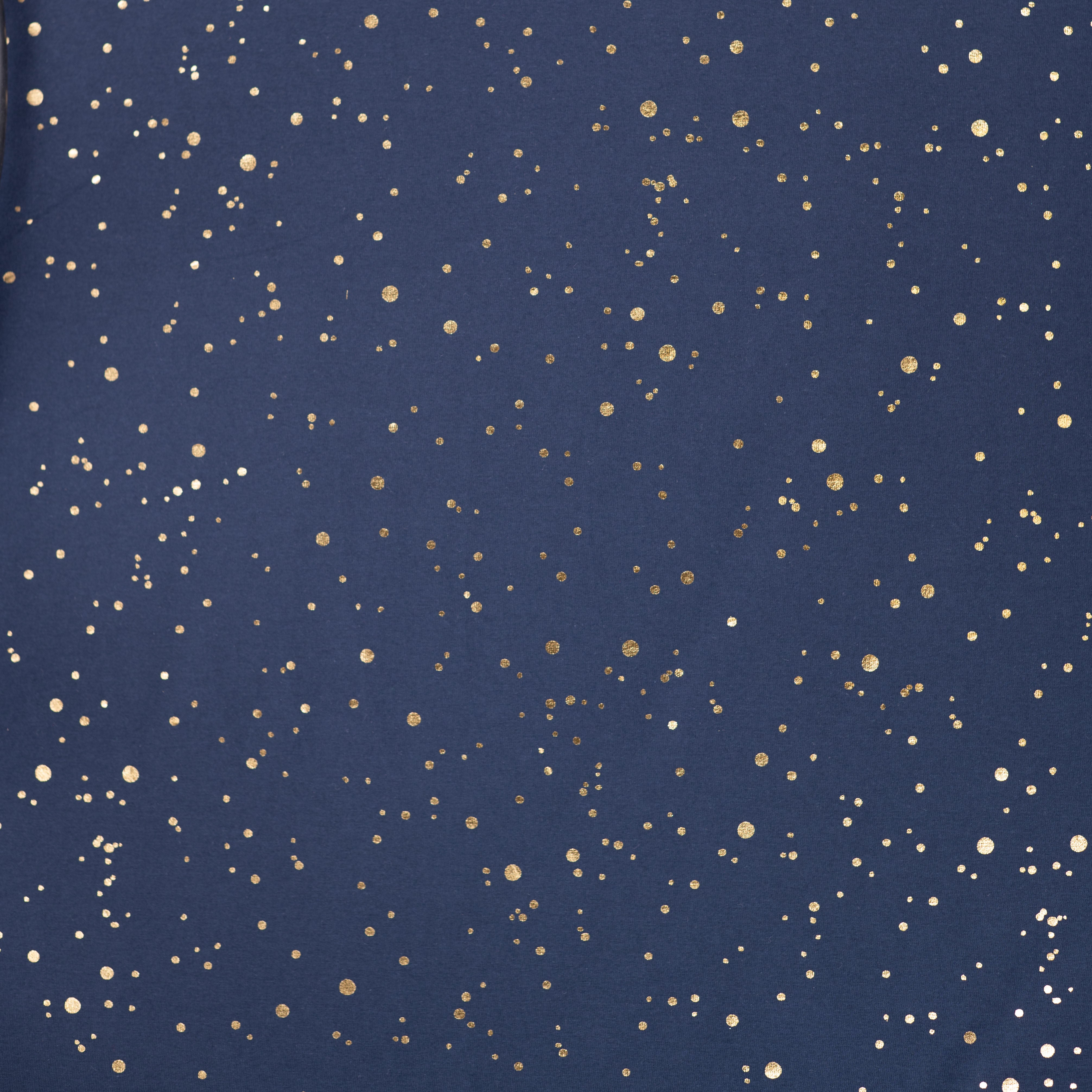 Gold Confetti on Navy Cotton Jersey Fabric