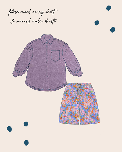 Sewing Kit - CARRY Shirt in Mauve Lush Linen Crepe
