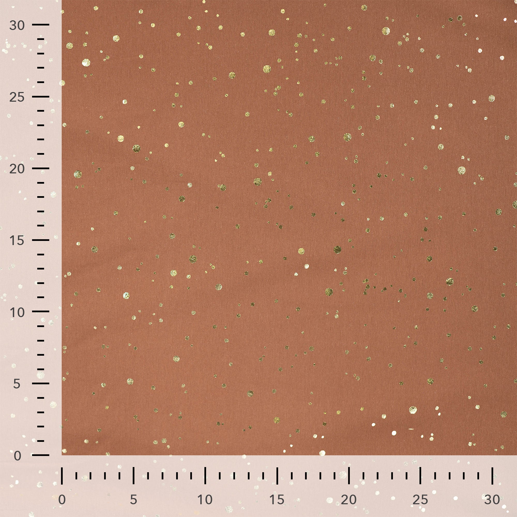 Gold Confetti on Brown Cotton Jersey Fabric