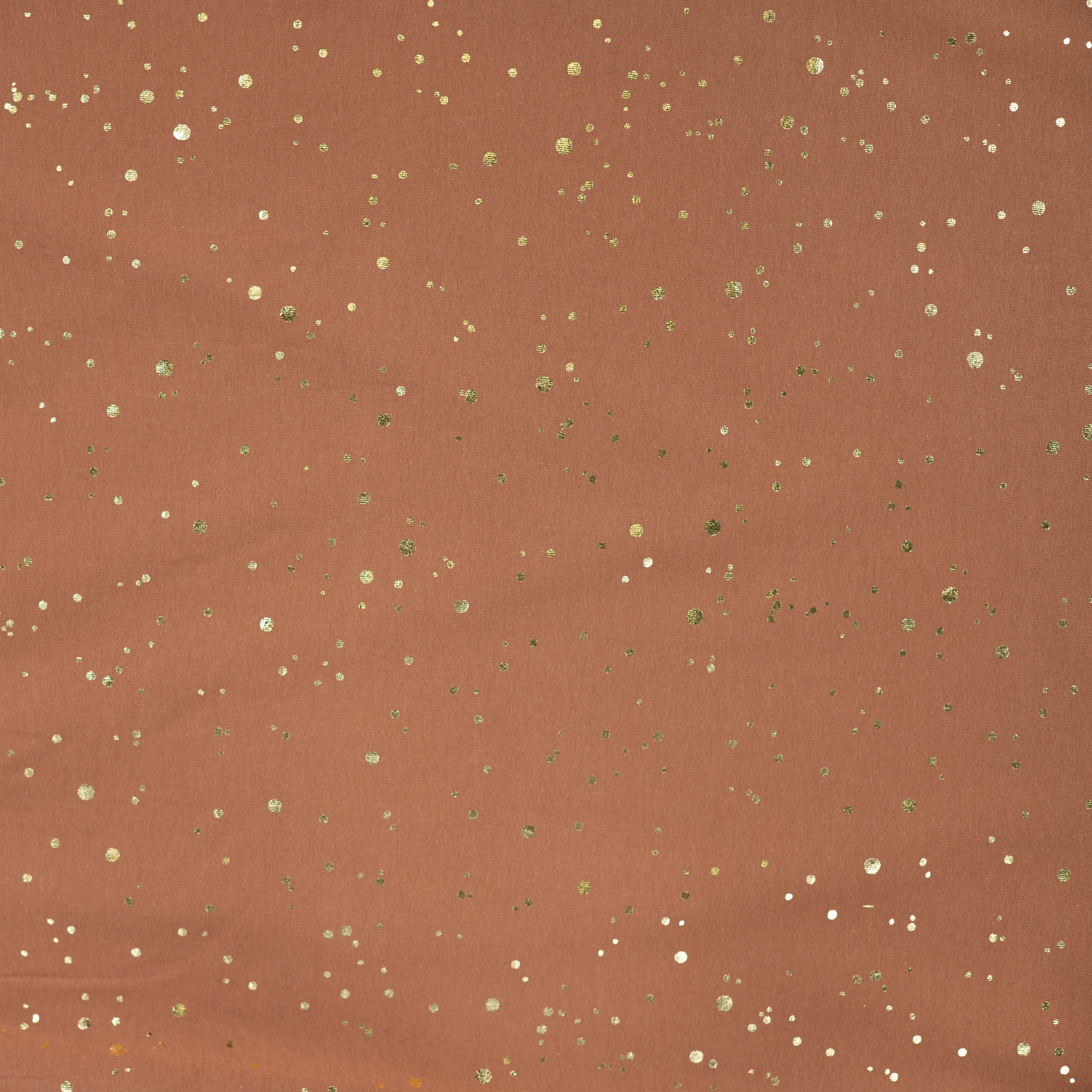 Gold Confetti on Brown Cotton Jersey Fabric