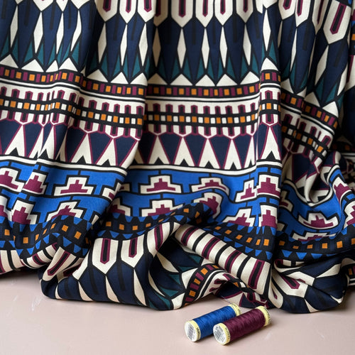 Autumn Jewel Royal Blue Viscose Twill Sateen Fabric