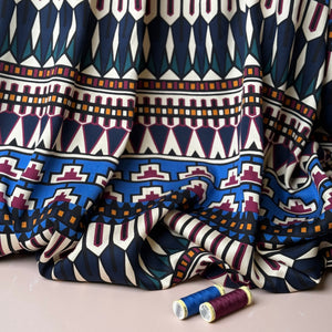 Autumn Jewel Royal Blue Viscose Twill Sateen Fabric