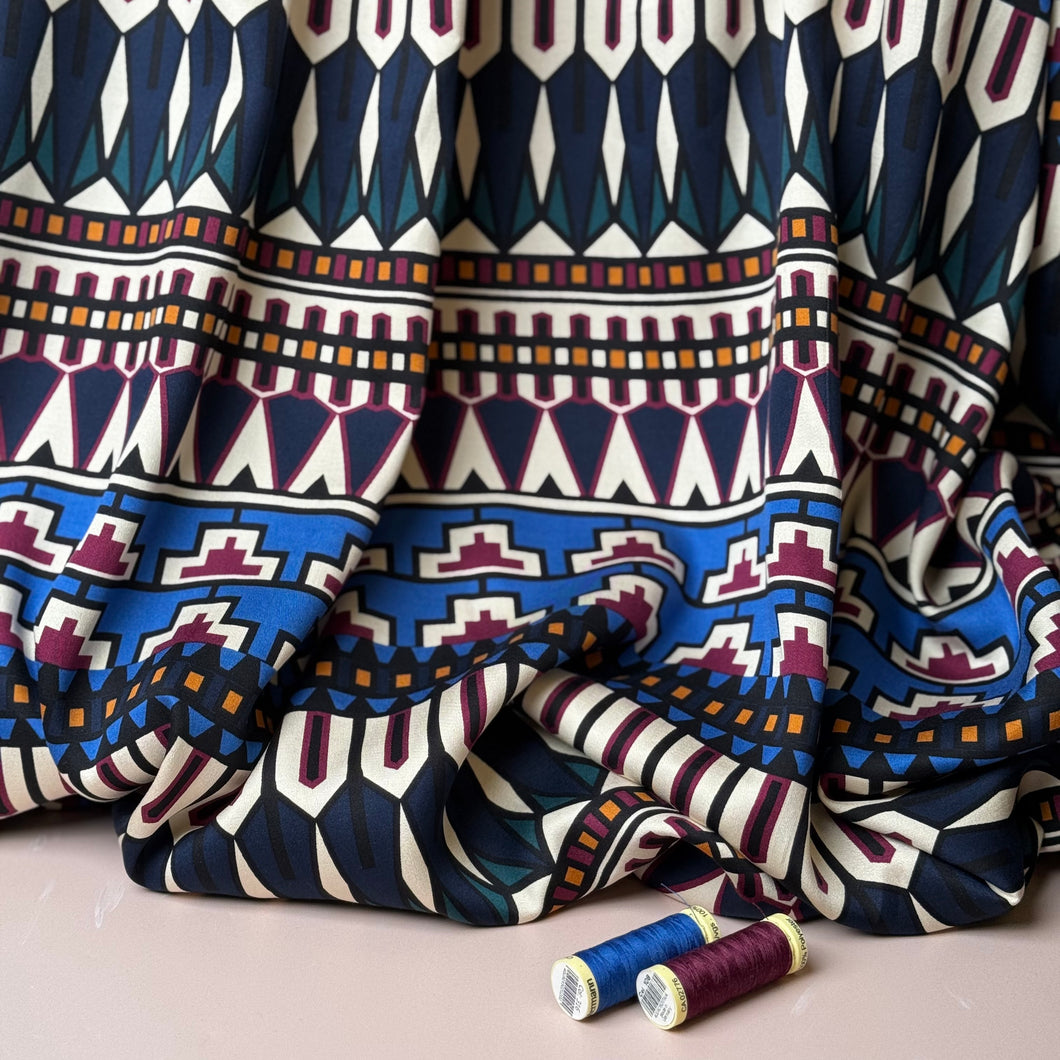 Autumn Jewel Royal Blue Viscose Twill Sateen Fabric