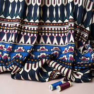 REMNANT 2.00 metres - Autumn Jewel Royal Blue Viscose Twill Sateen Fabric