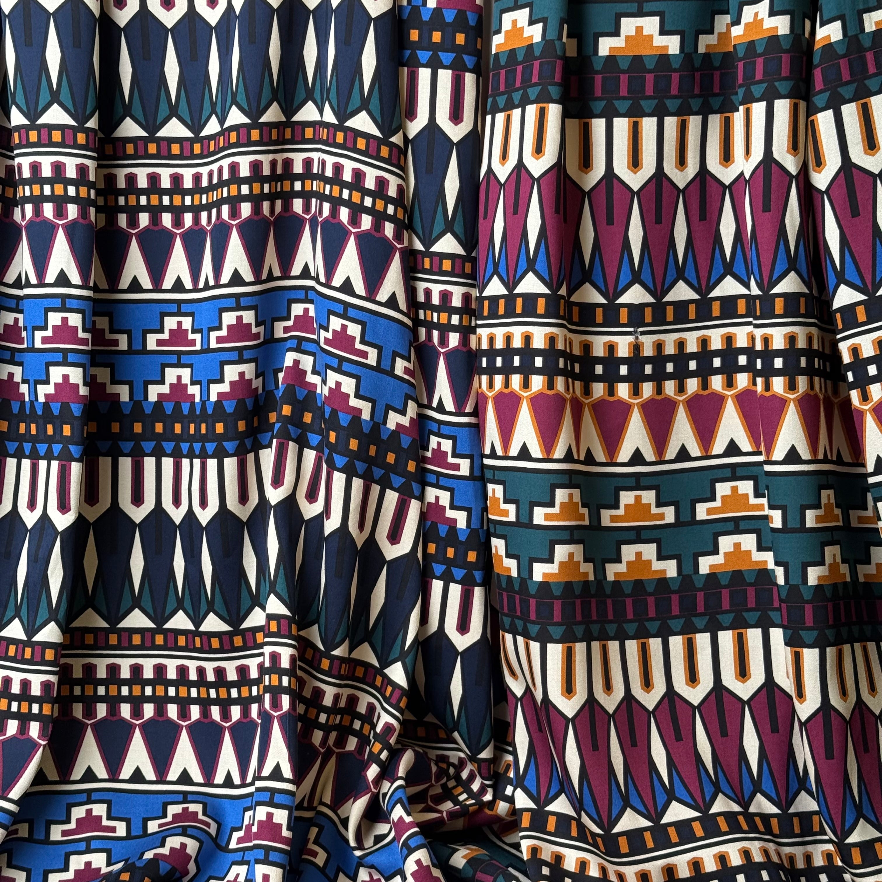 Autumn Jewel Royal Blue Viscose Twill Sateen Fabric