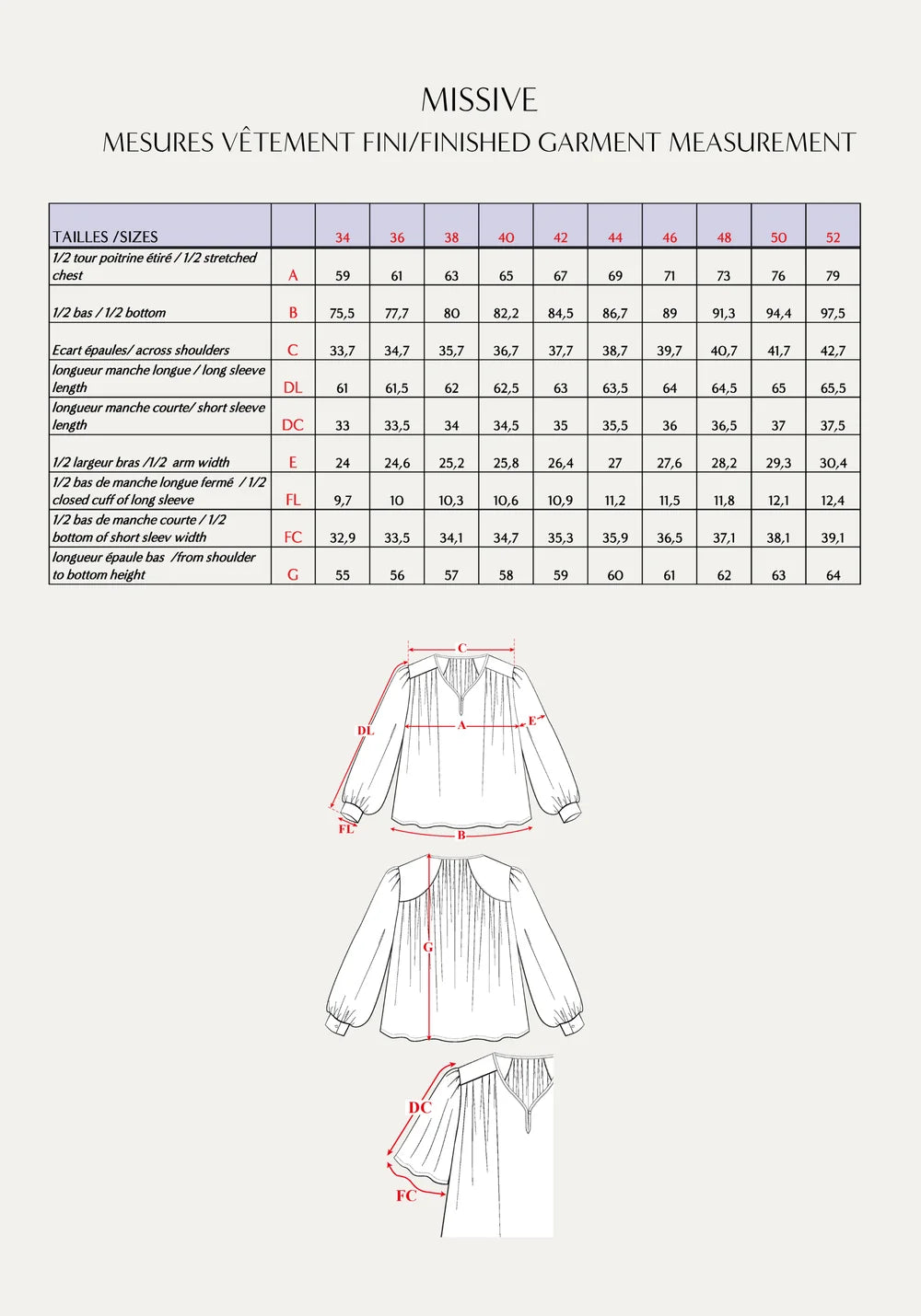 Maison Fauve - MISSIVE Blouse Paper Sewing Pattern