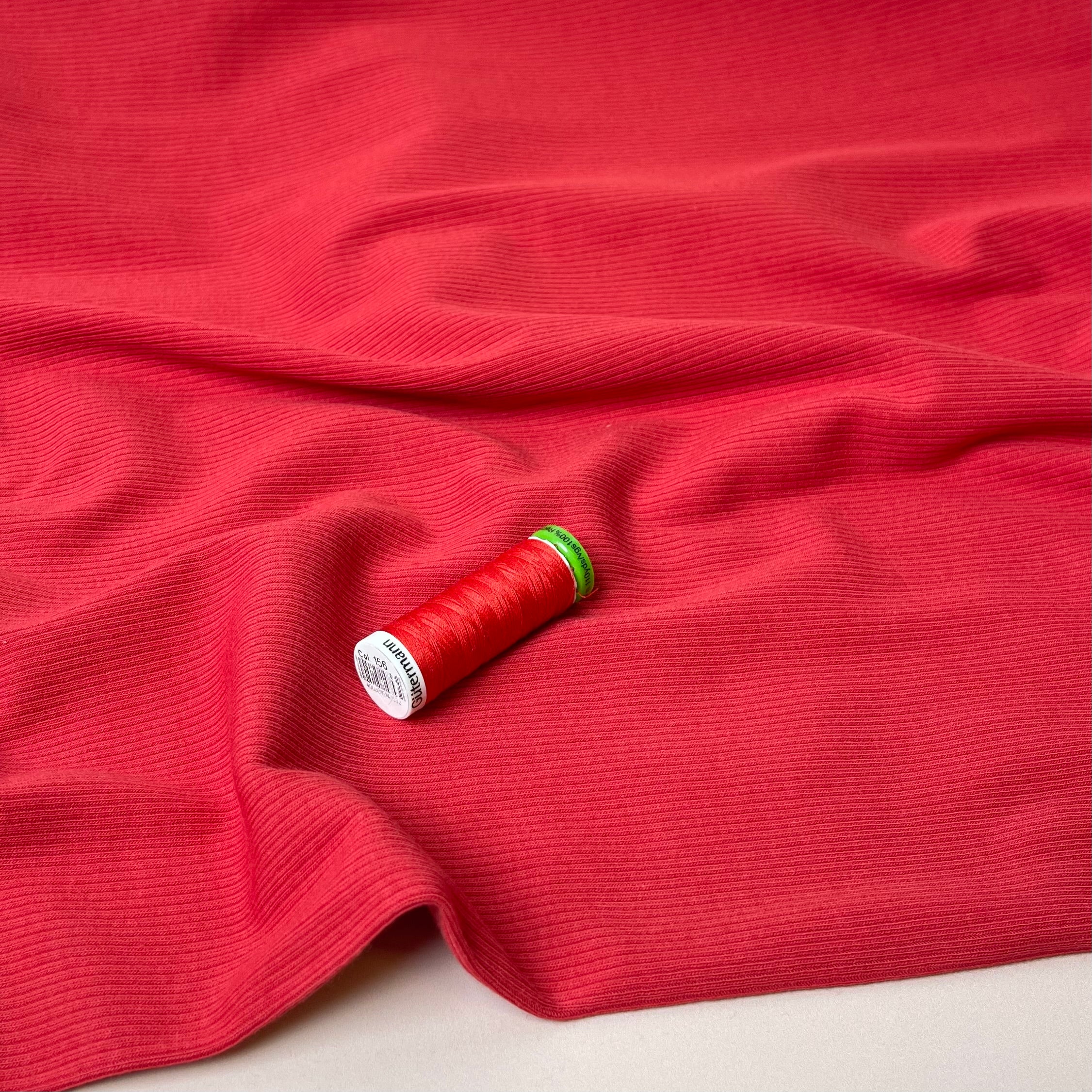 Cosy Cotton Ribbed Jersey - Bright Red