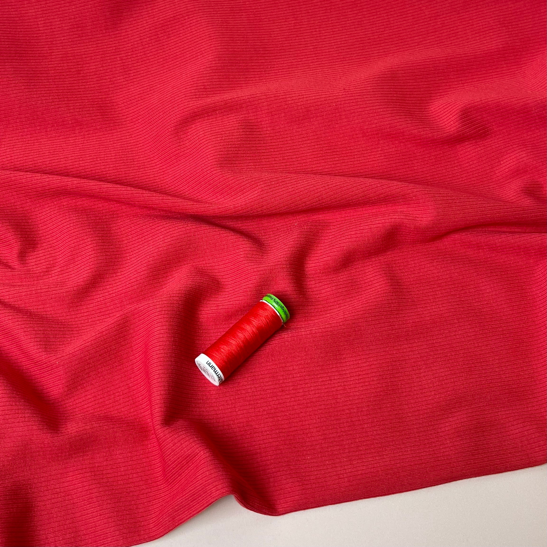 Cosy Cotton Ribbed Jersey - Bright Red