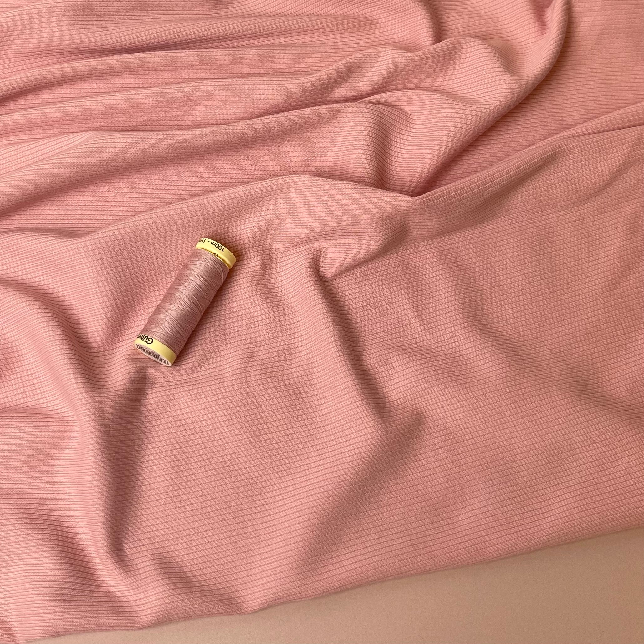 Cosy Cotton Ribbed Jersey - Blossom Pink