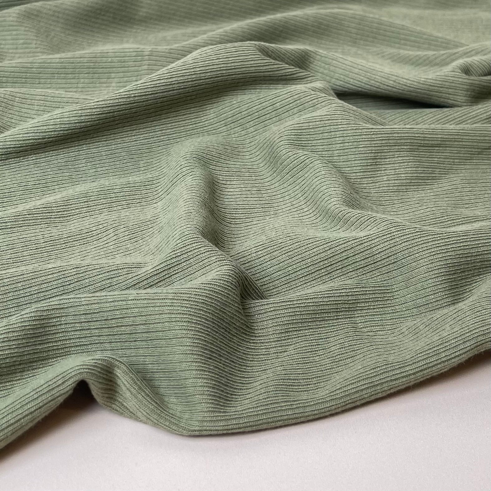 Cosy Cotton Ribbed Jersey - Olive Green