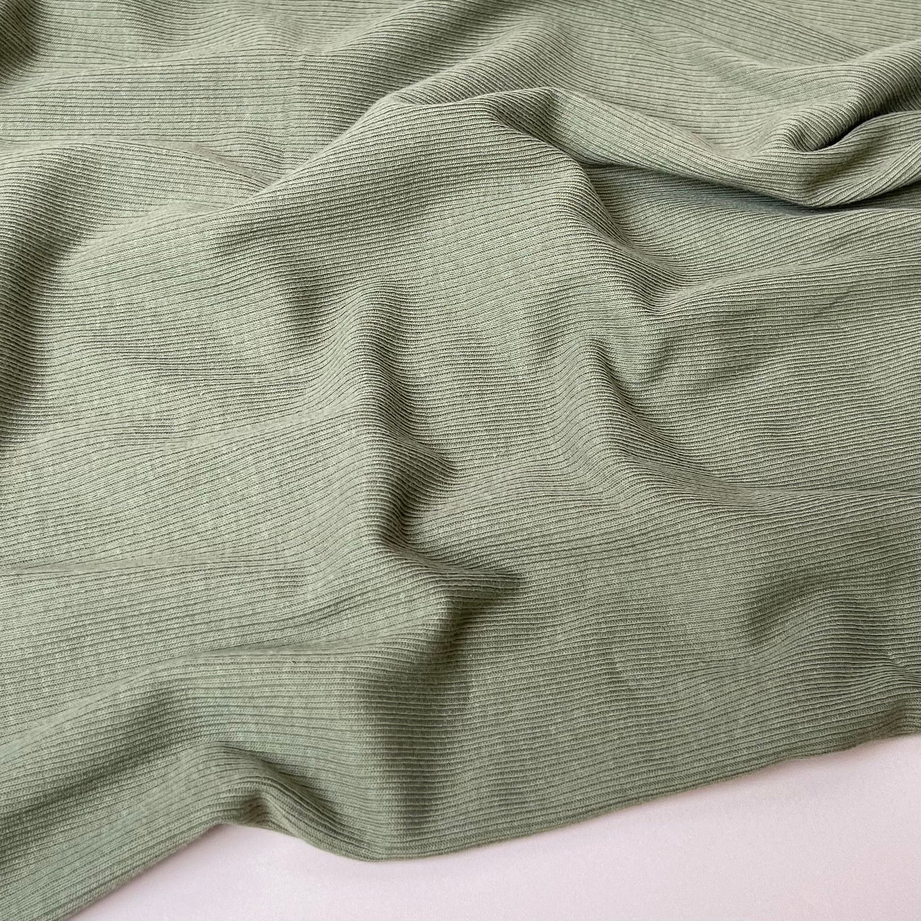 Cosy Cotton Ribbed Jersey - Olive Green
