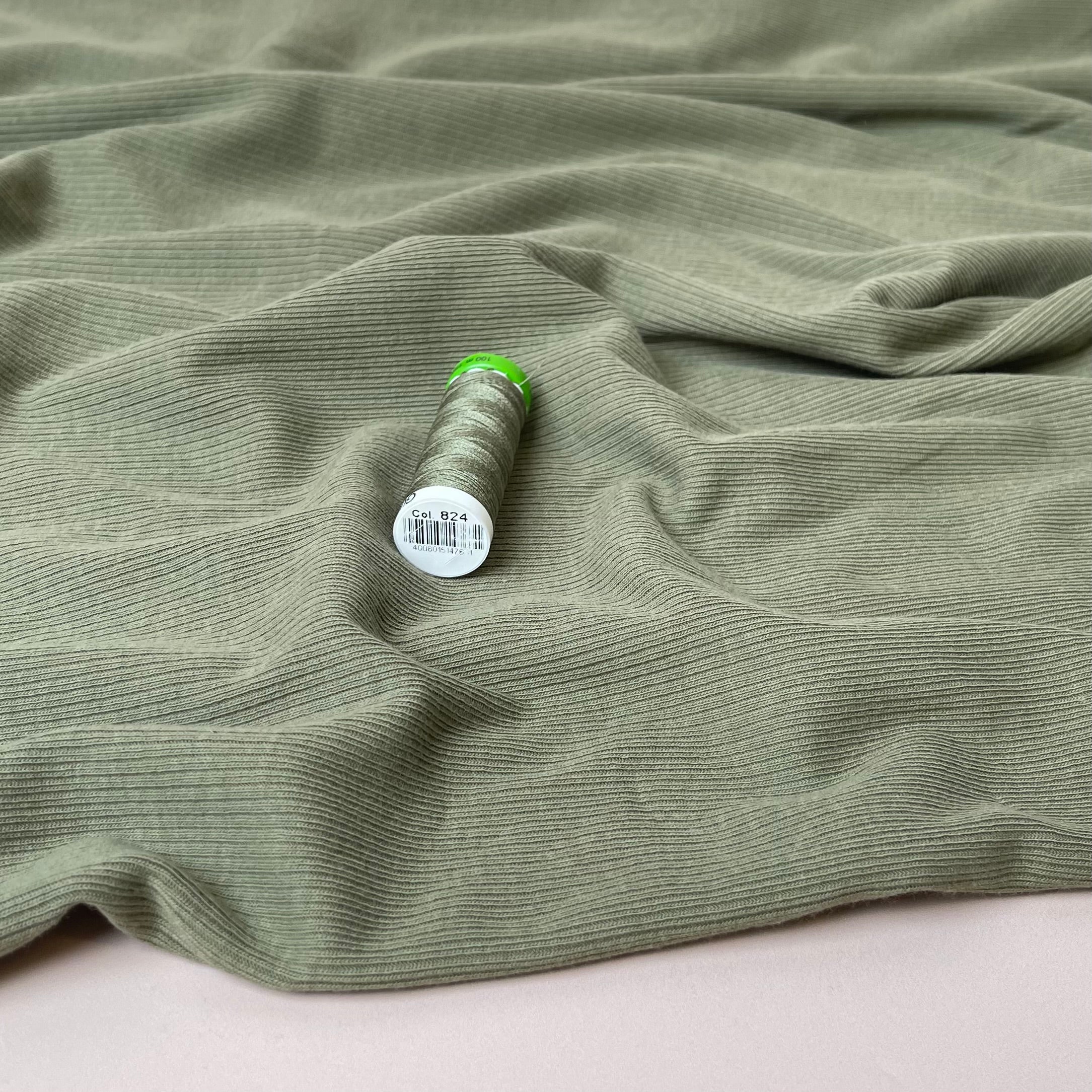 Cosy Cotton Ribbed Jersey - Olive Green