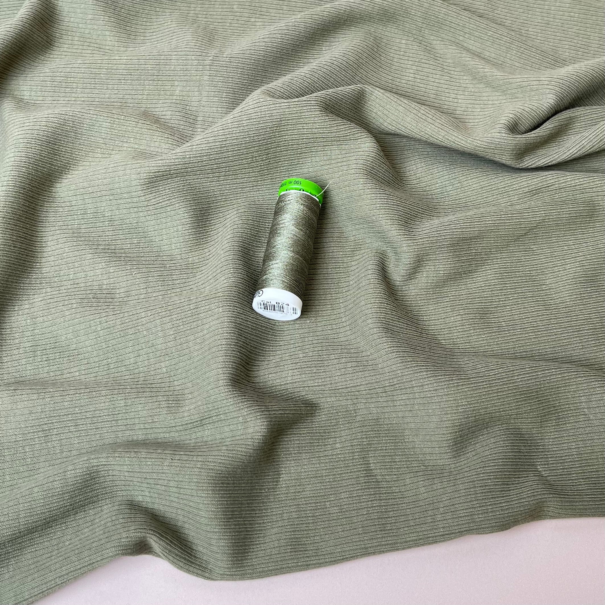 Cosy Cotton Ribbed Jersey - Olive Green