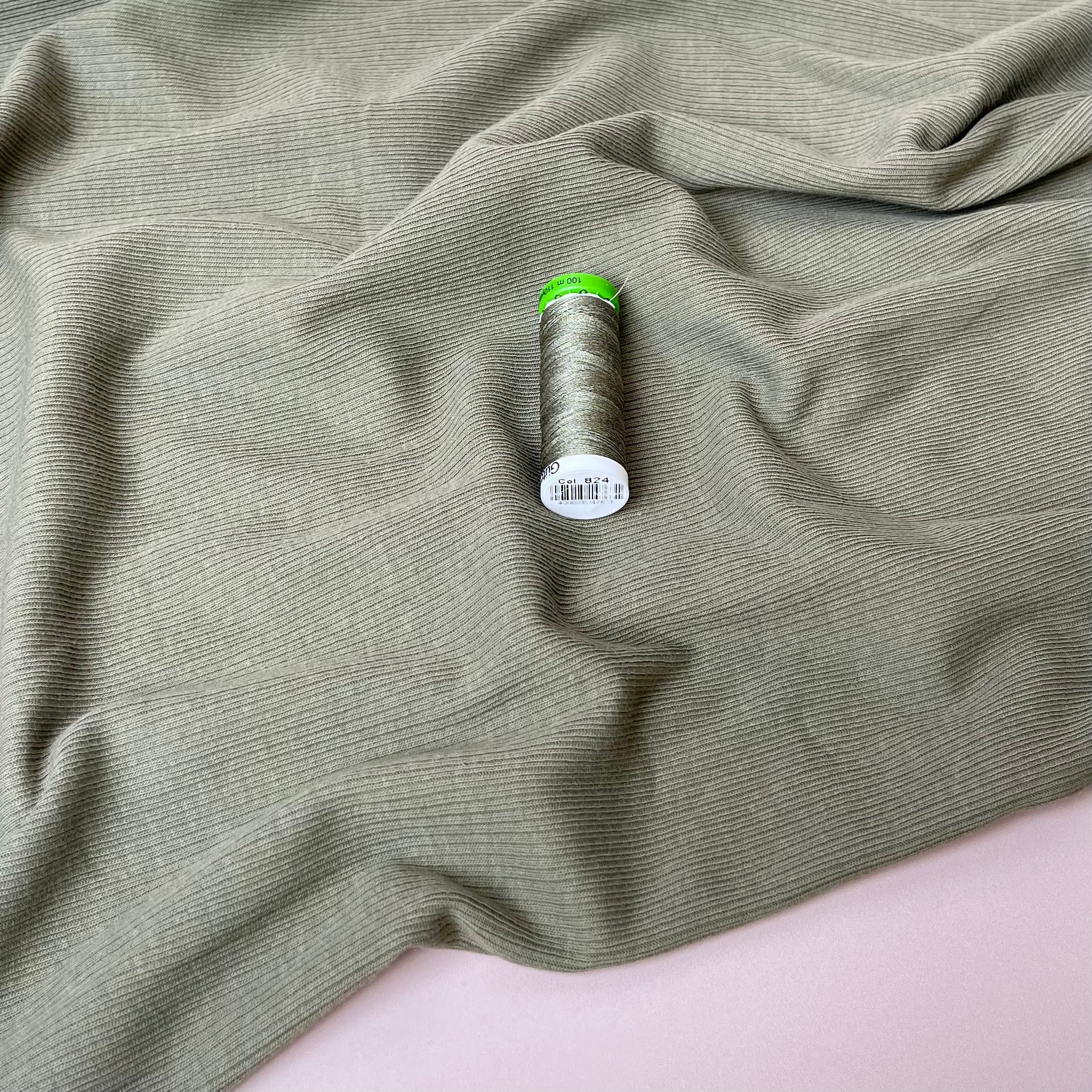 Cosy Cotton Ribbed Jersey - Olive Green