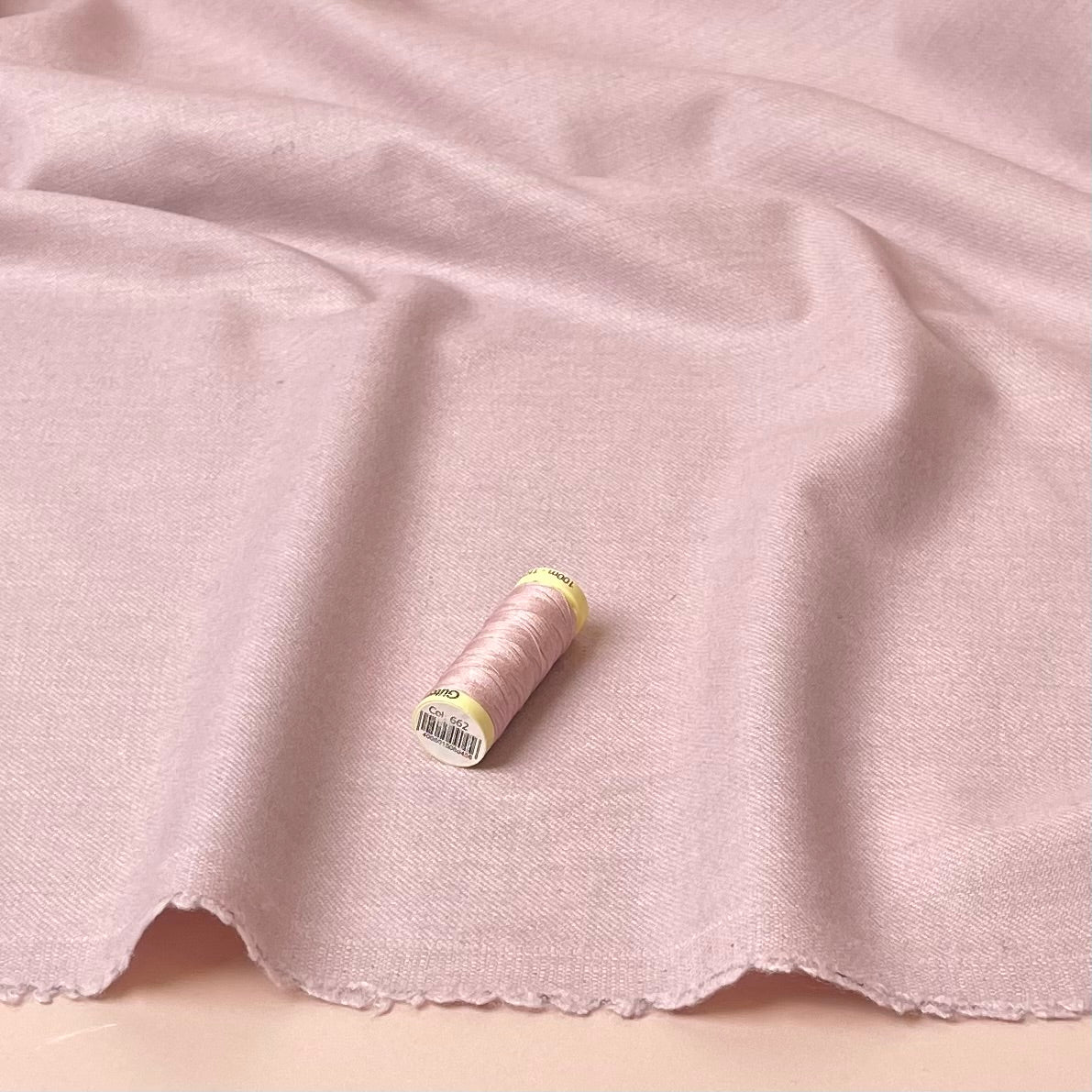 Deadstock Wool Flannel Suiting Fabric in Pink