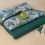 Make an Outfit Colour Bundle - Green Foliage Viscose with Breeze Lagoon Linen