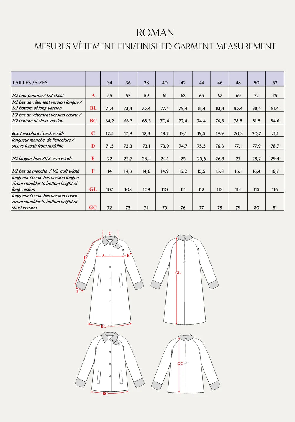 Maison Fauve - ROMAN Overcoat Sewing Pattern