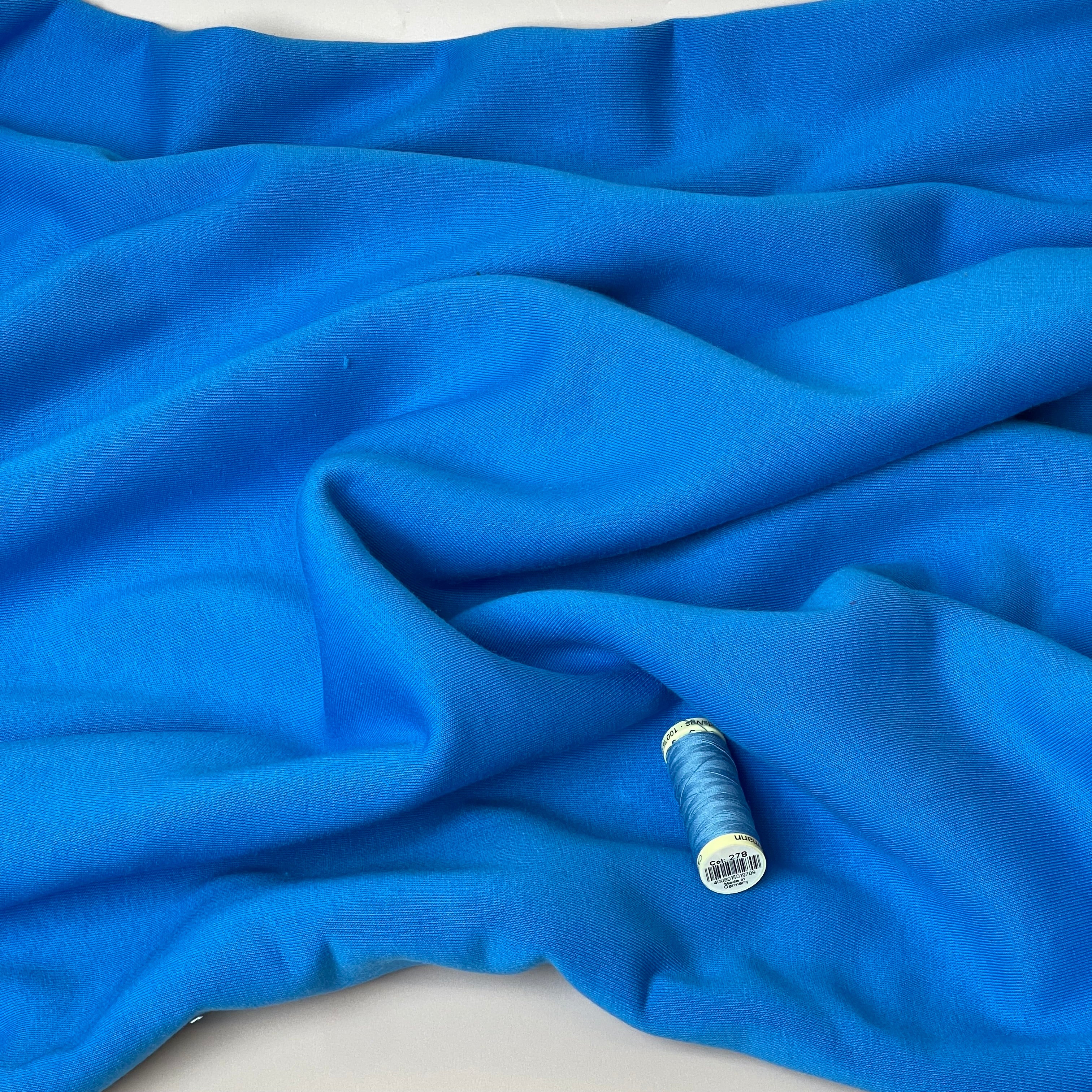 Make an Outfit Colour Bundle - Daisies Viscose & Sweatshirting in Bright Blue with Ribbing