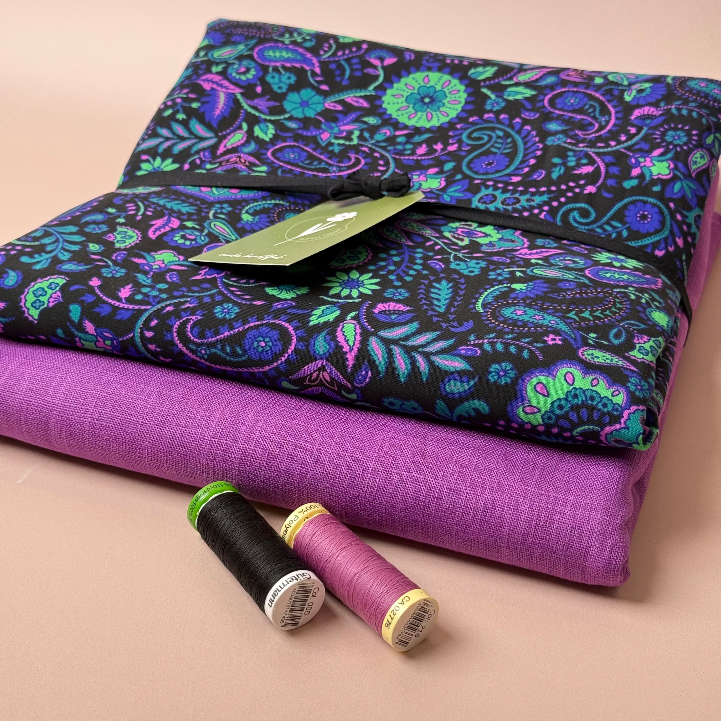 Make an Outfit Colour Bundle - Neon Paisley LENZING™ ECOVERO™ Viscose with Breeze Cyclamen Linen