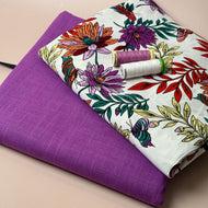 Make an Outfit Colour Bundle - Butterfly Flowers White Viscose with Breeze Cyclamen Linen