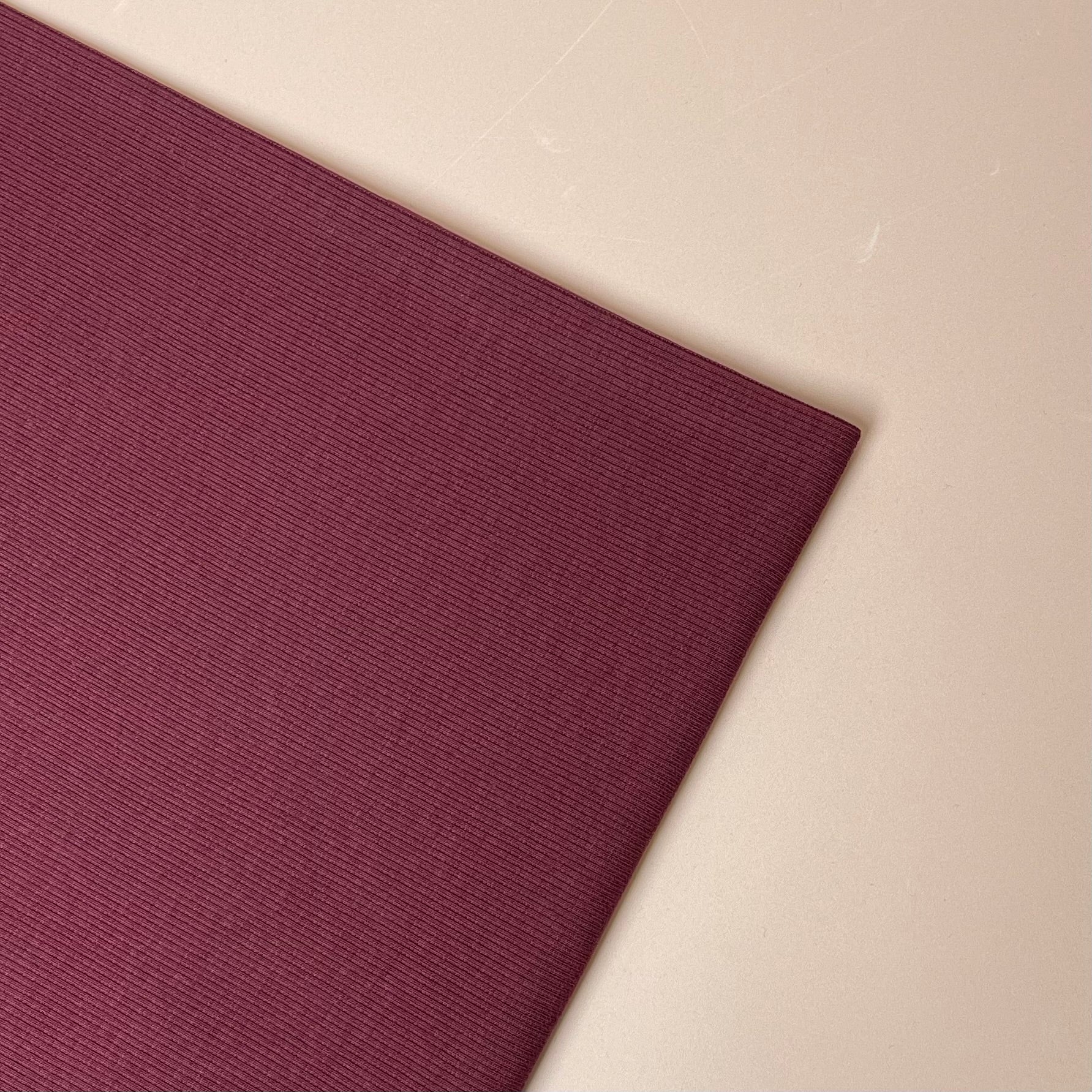 Burgandy Organic Ribbed Tubular Cuff Ribbing