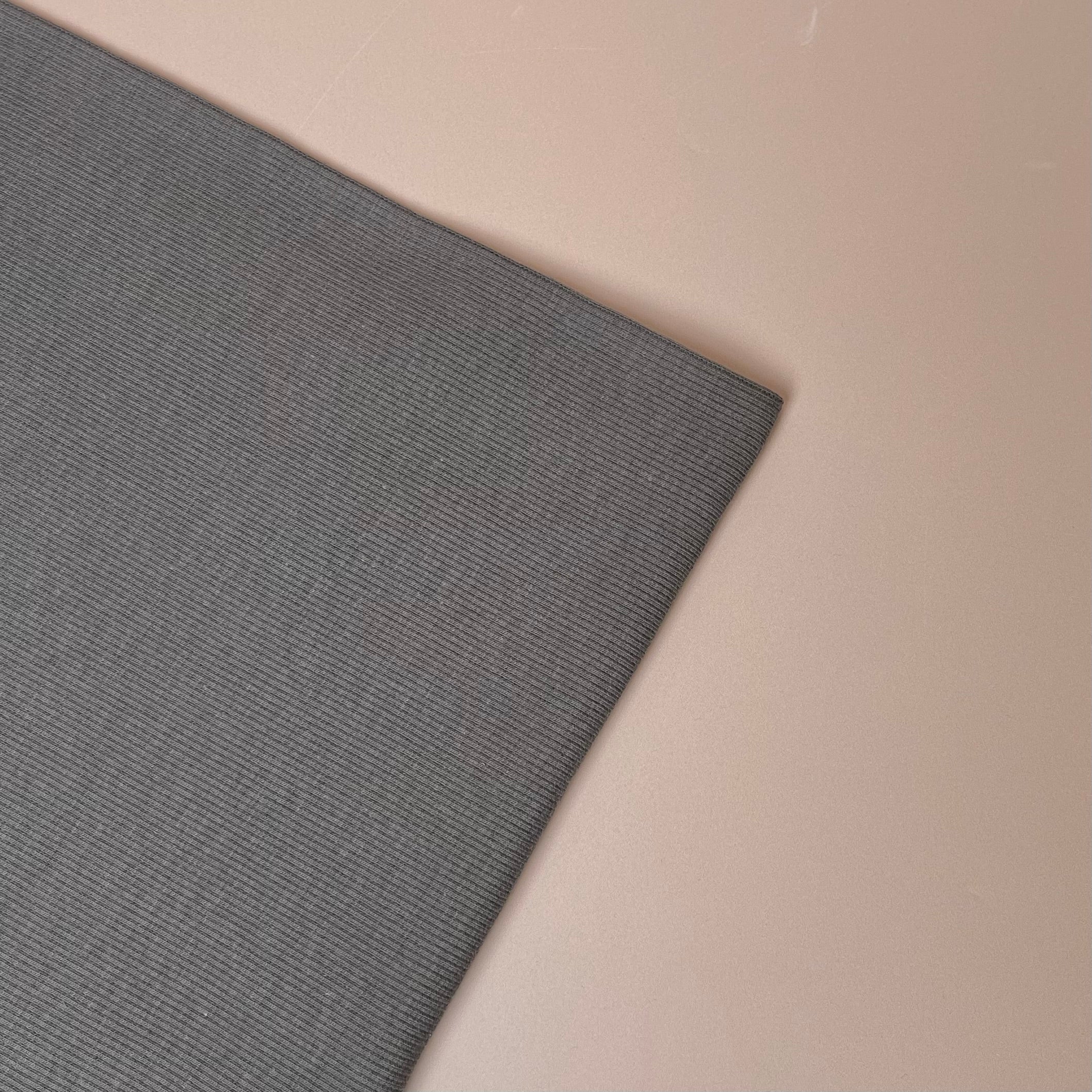 Grey Organic Ribbed Tubular Cuff Ribbing