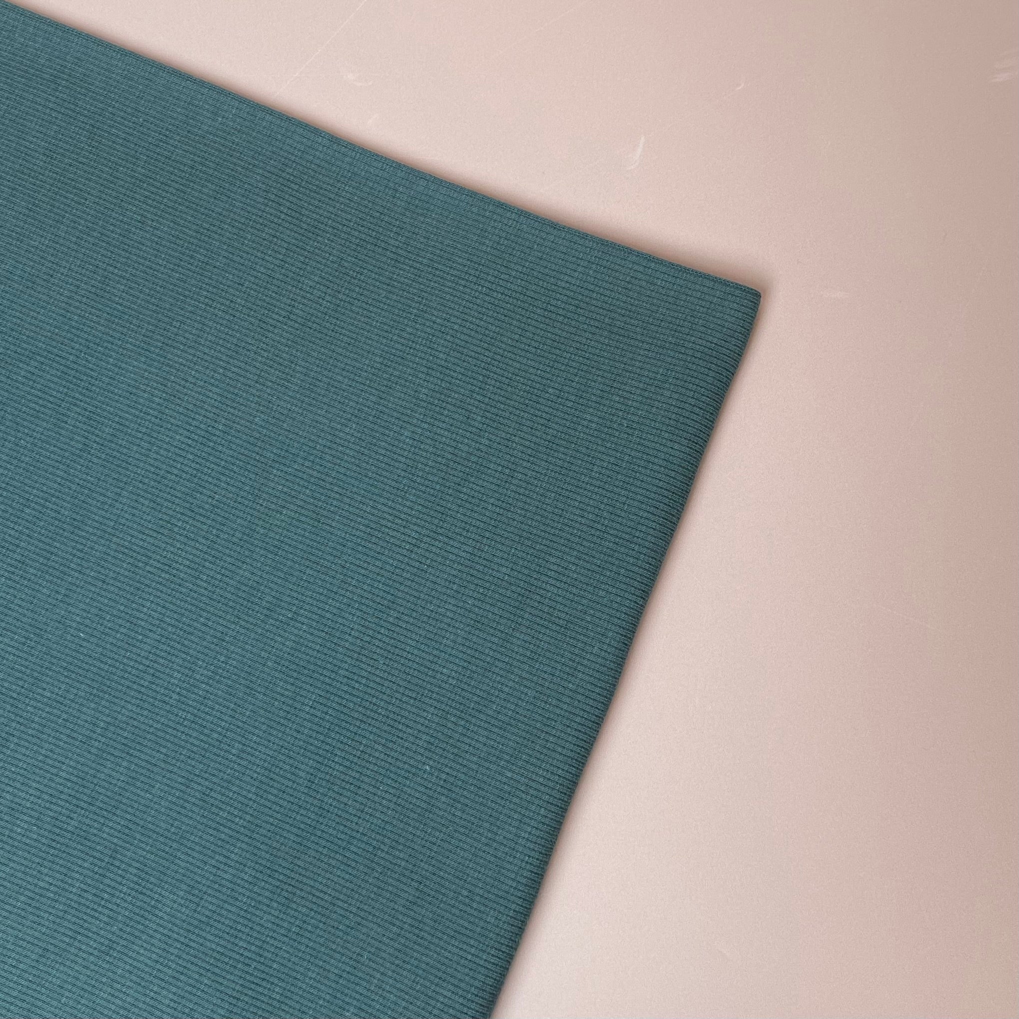Teal Organic Ribbed Tubular Cuff Ribbing