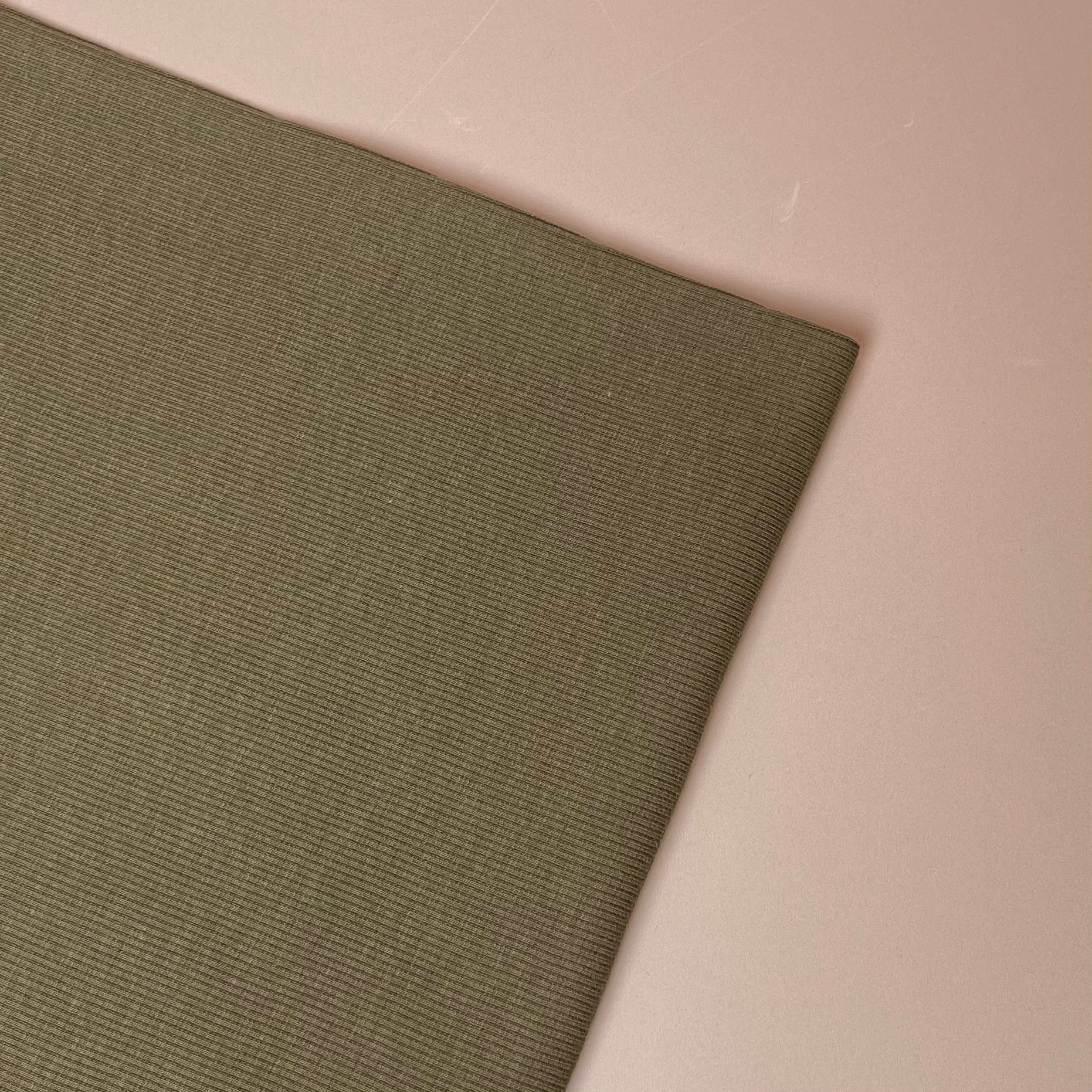 Khaki Organic Ribbed Tubular Cuff Ribbing