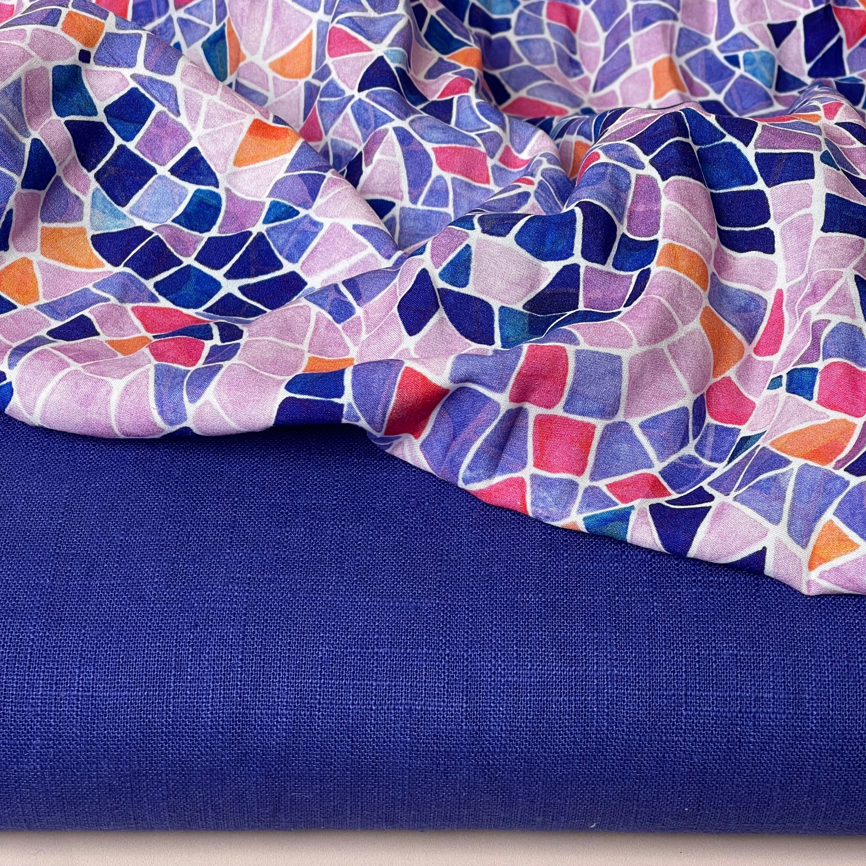 Make An Outfit Colour Bundle and Sewing Kit - Regalia Blouse in Lavender Mosaics and Spring Trousers in Lapis Linen