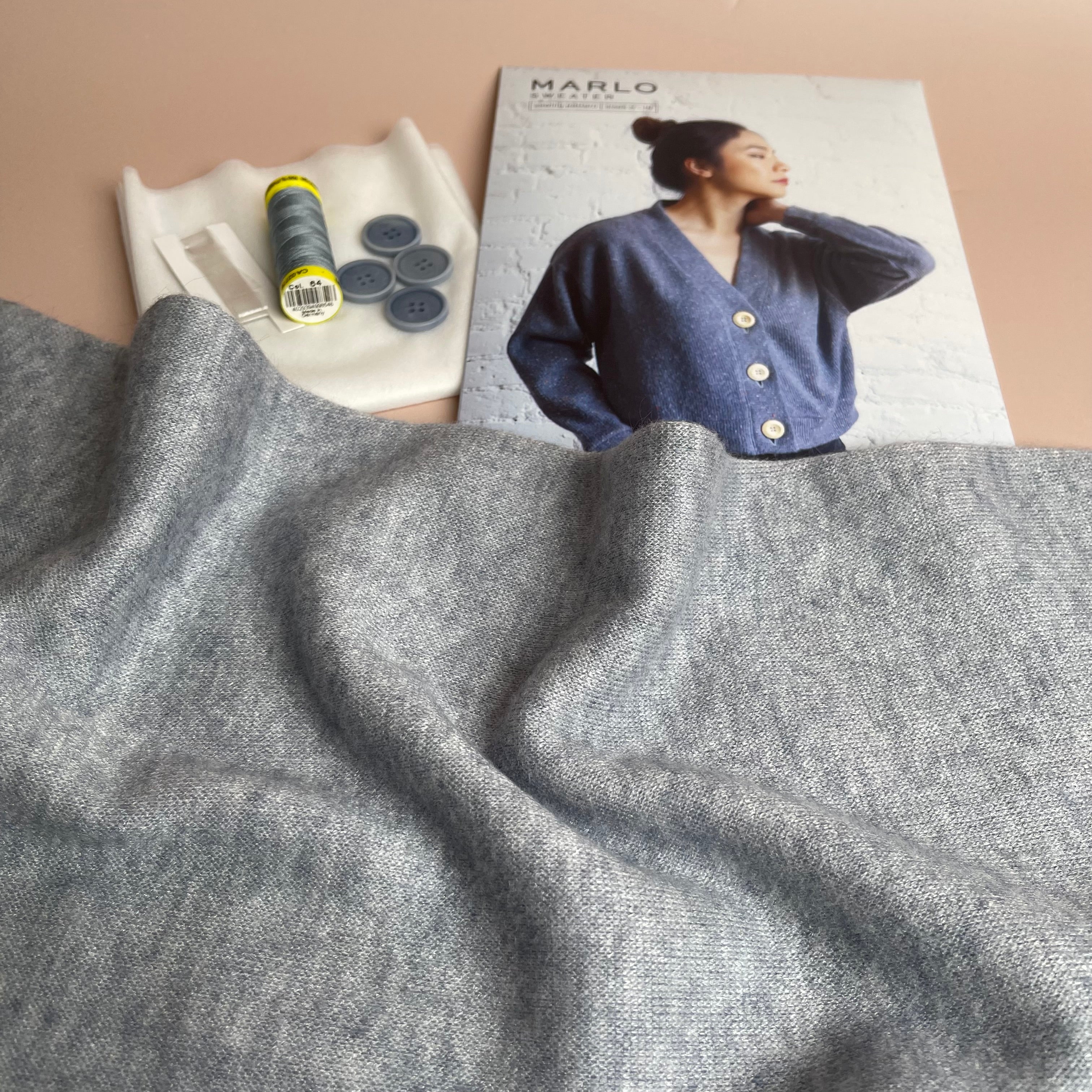 Sewing Kit - Marlo Sweater in Snug Mist Blue Sweater Knit