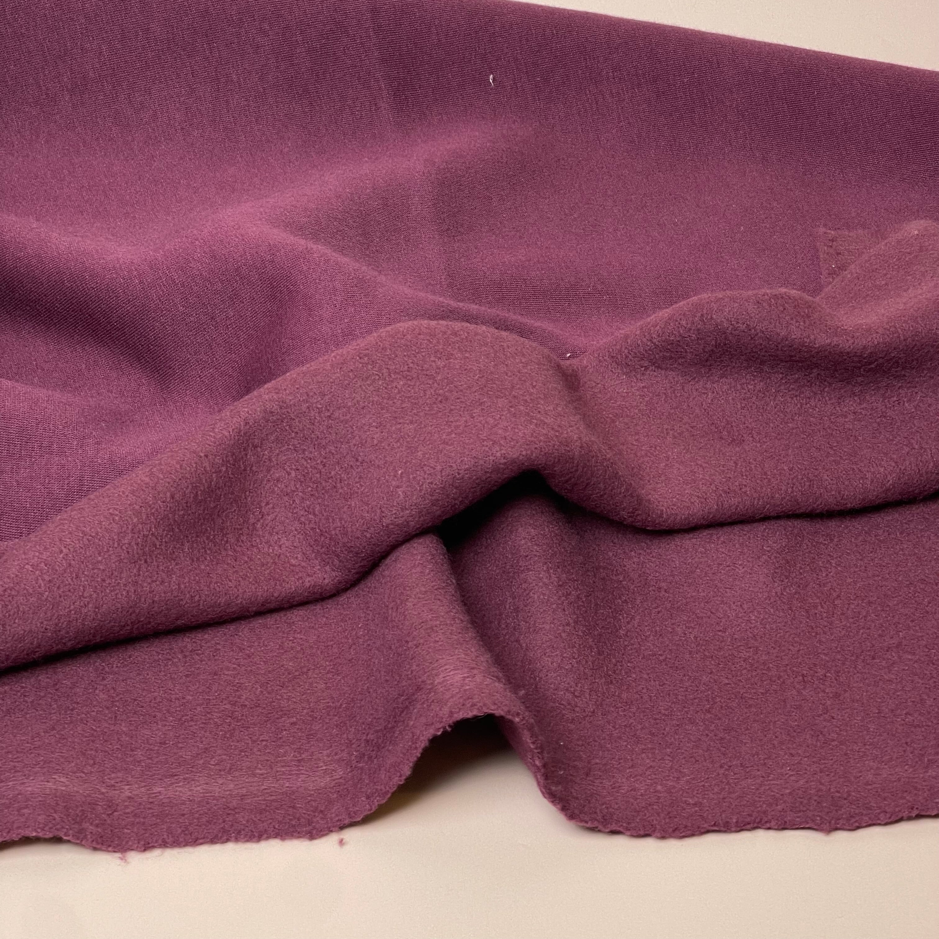 REMNANT 1 Metre - Mauve Wine Fleeceback Organic Cotton Sweat-Shirting