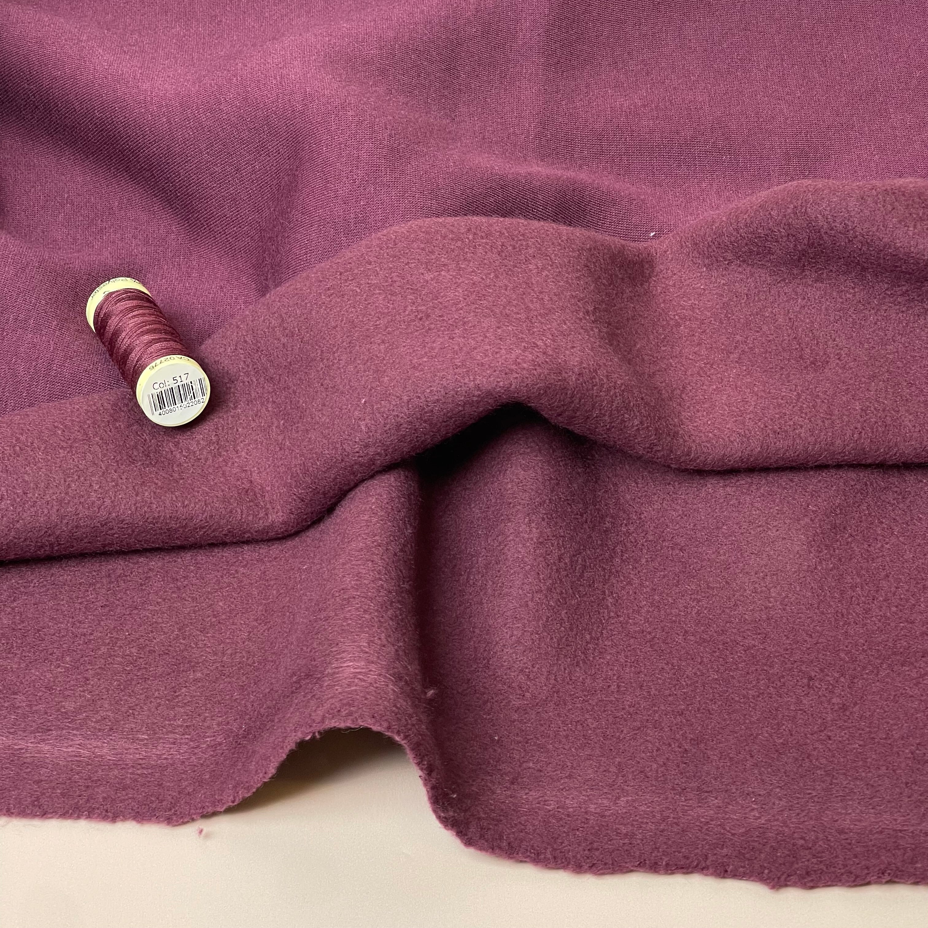 REMNANT 1 Metre - Mauve Wine Fleeceback Organic Cotton Sweat-Shirting