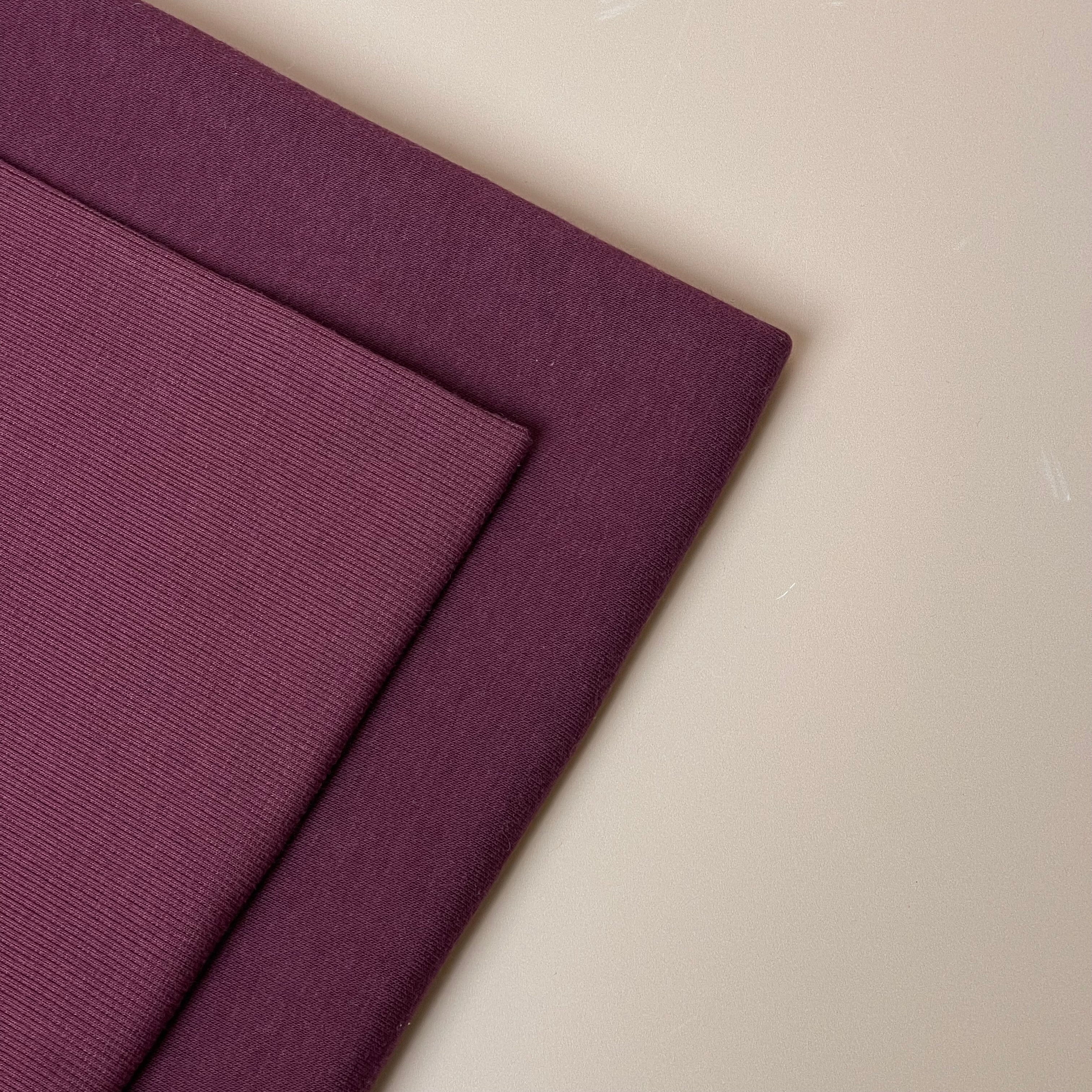 REMNANT 1 Metre - Mauve Wine Fleeceback Organic Cotton Sweat-Shirting