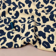 REMNANT 0.54 Metre - Navy Leopard Fleeceback Organic Cotton Sweat-Shirting