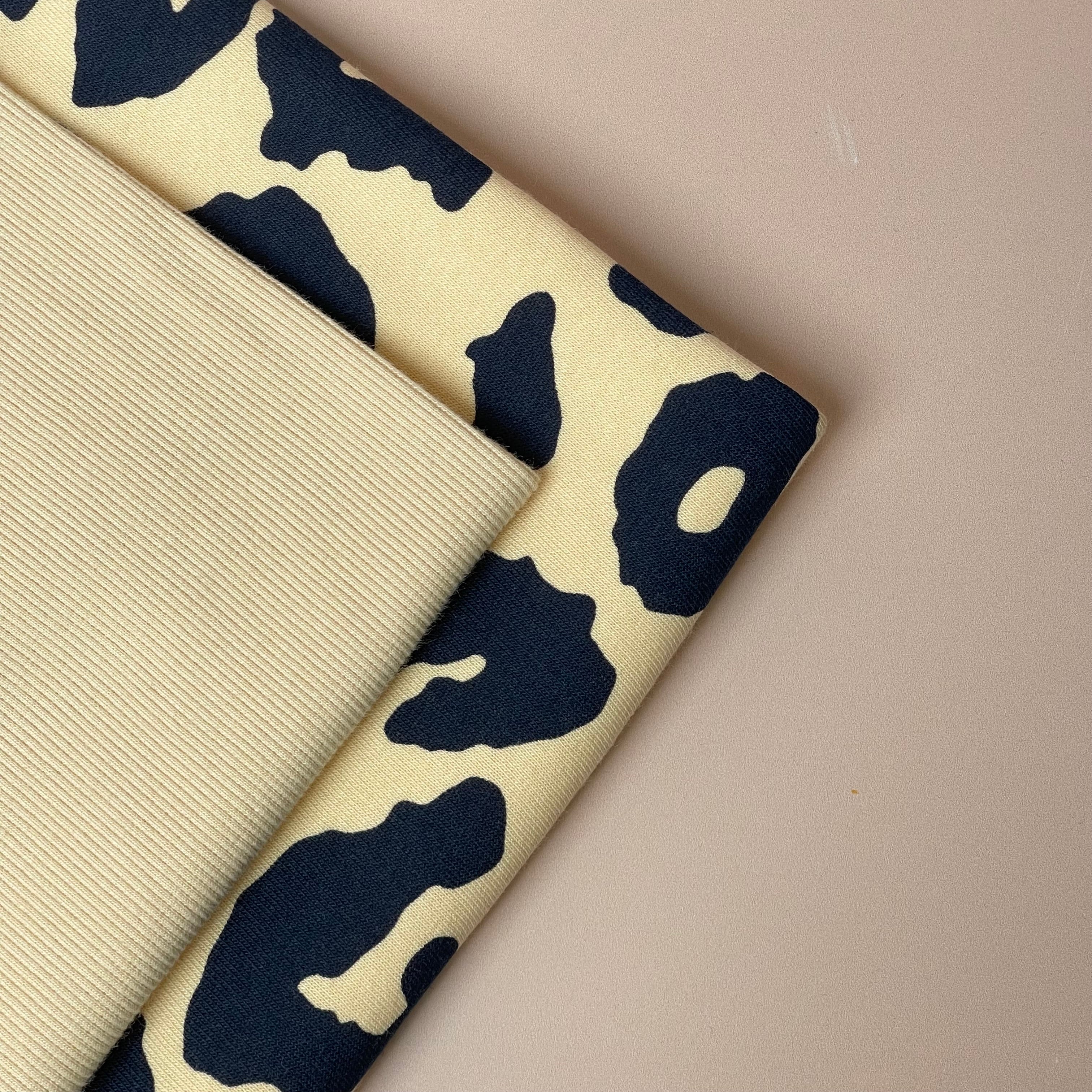 REMNANT 0.3 Metre - Navy Leopard Fleeceback Organic Cotton Sweat-Shirting