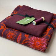 Colour Bundles - Orange Flowers Cotton French Terry & Ribbing