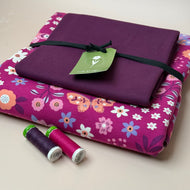 Colour Bundles - Flowers & Butterflies Magenta Cotton French Terry & Ribbing