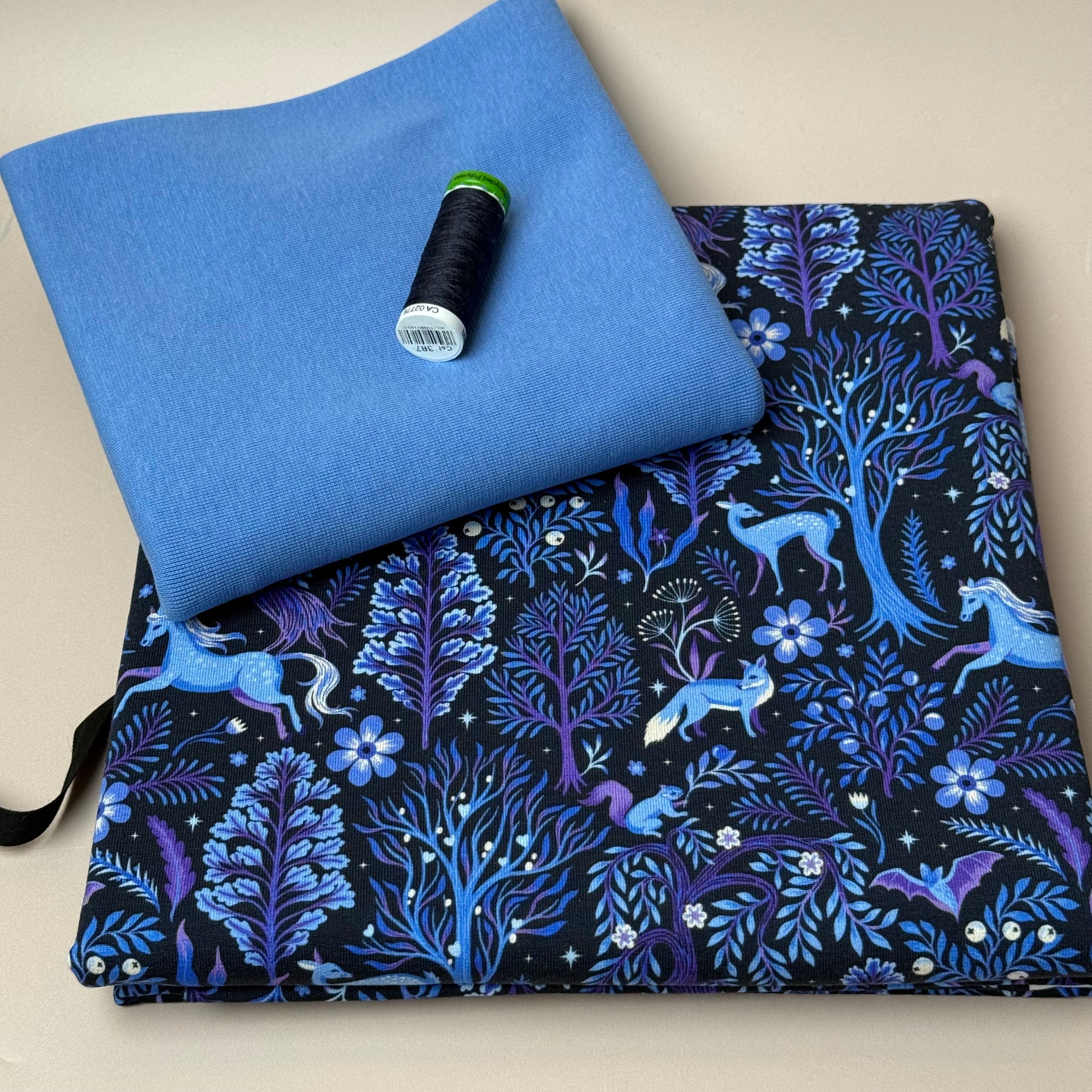 Colour Bundles - Enchanted Forest Navy Cotton French Terry & Ribbing