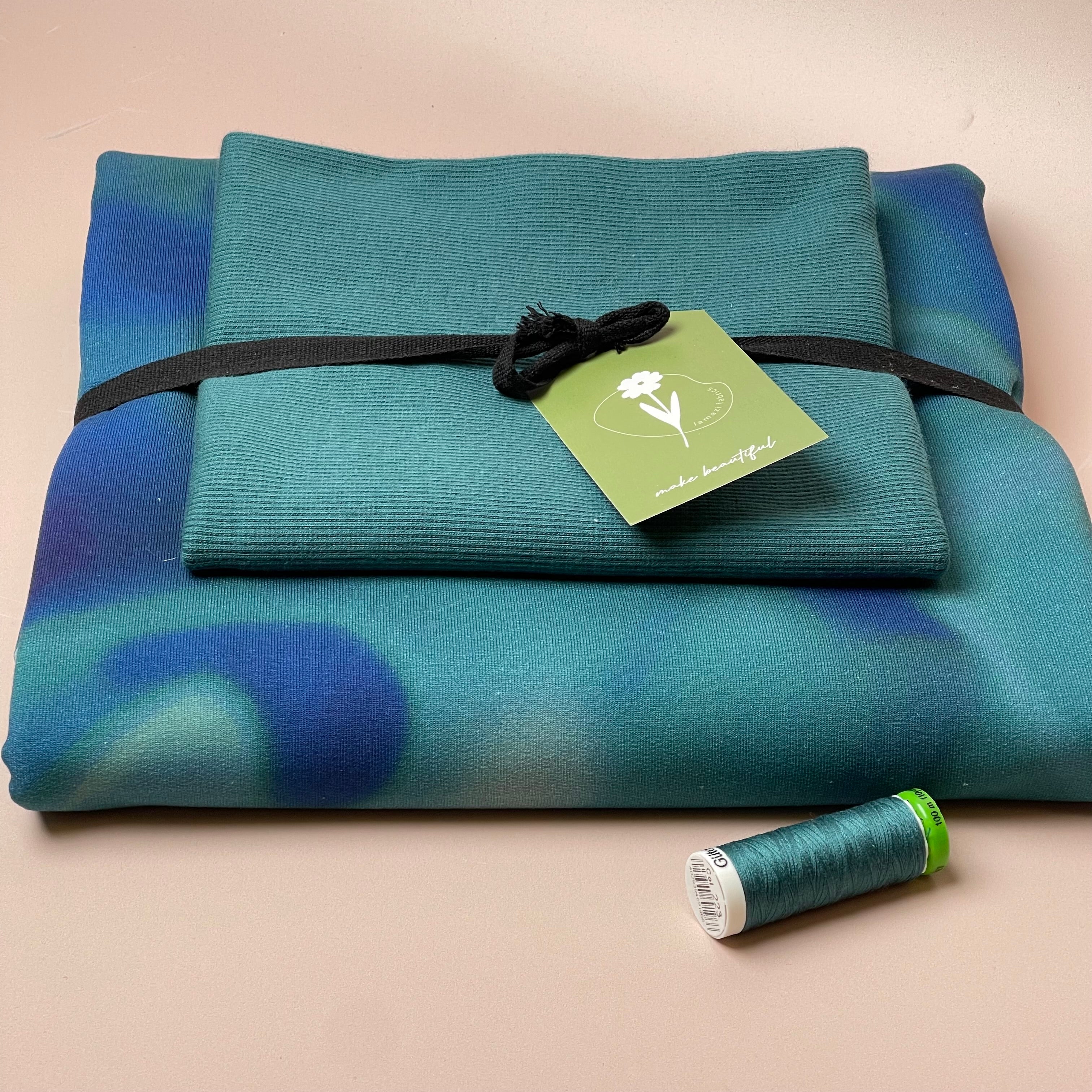 Colour Bundles - Ocean Waves Cotton French Terry & Ribbing