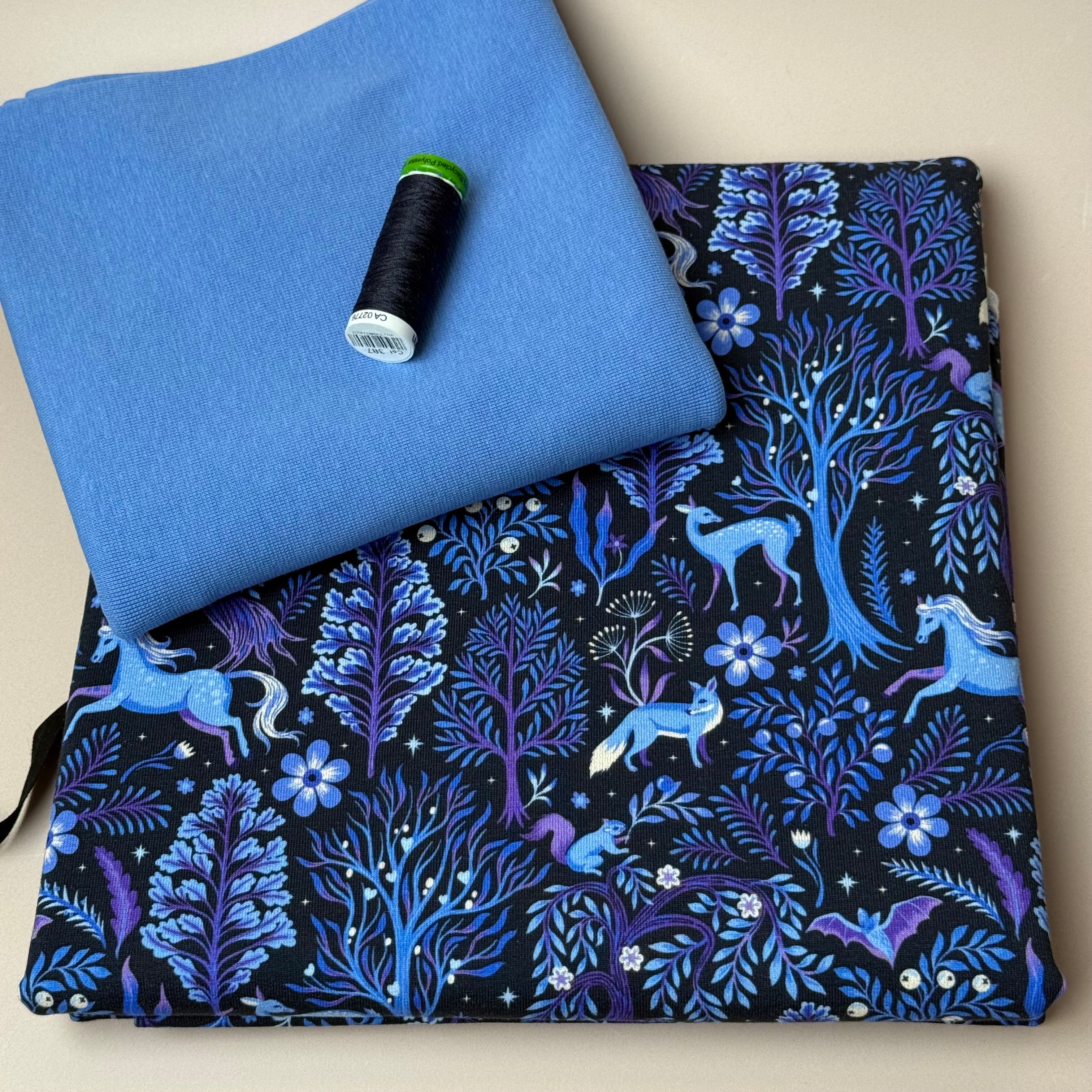 Colour Bundles - Enchanted Forest Navy Cotton French Terry & Ribbing