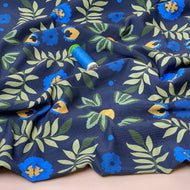 REMNANT 0.75 Metre - Ornamental Garden Navy Cotton French Terry