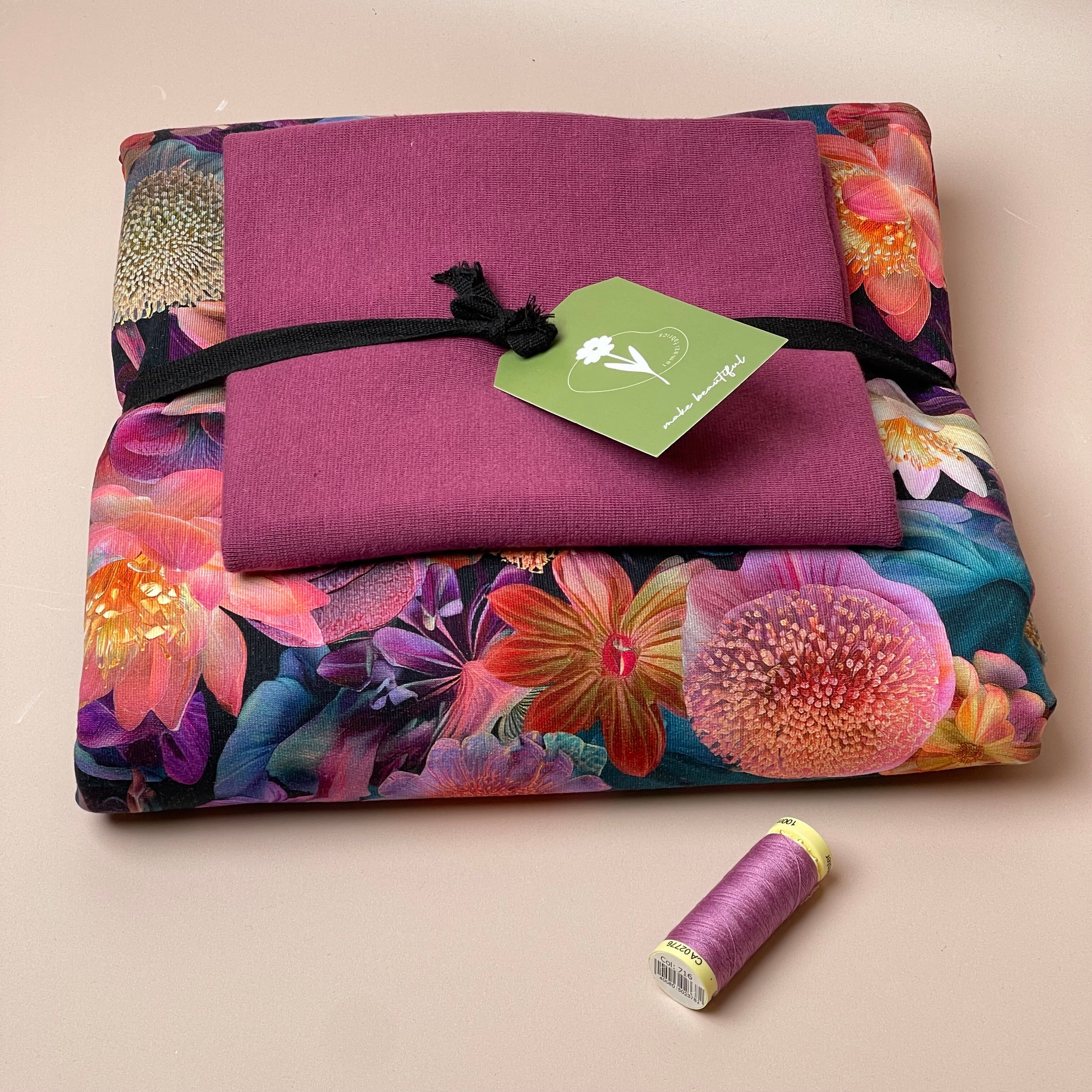 Colour Bundles - Water Lilies Cotton Sweatshirting & Ribbing