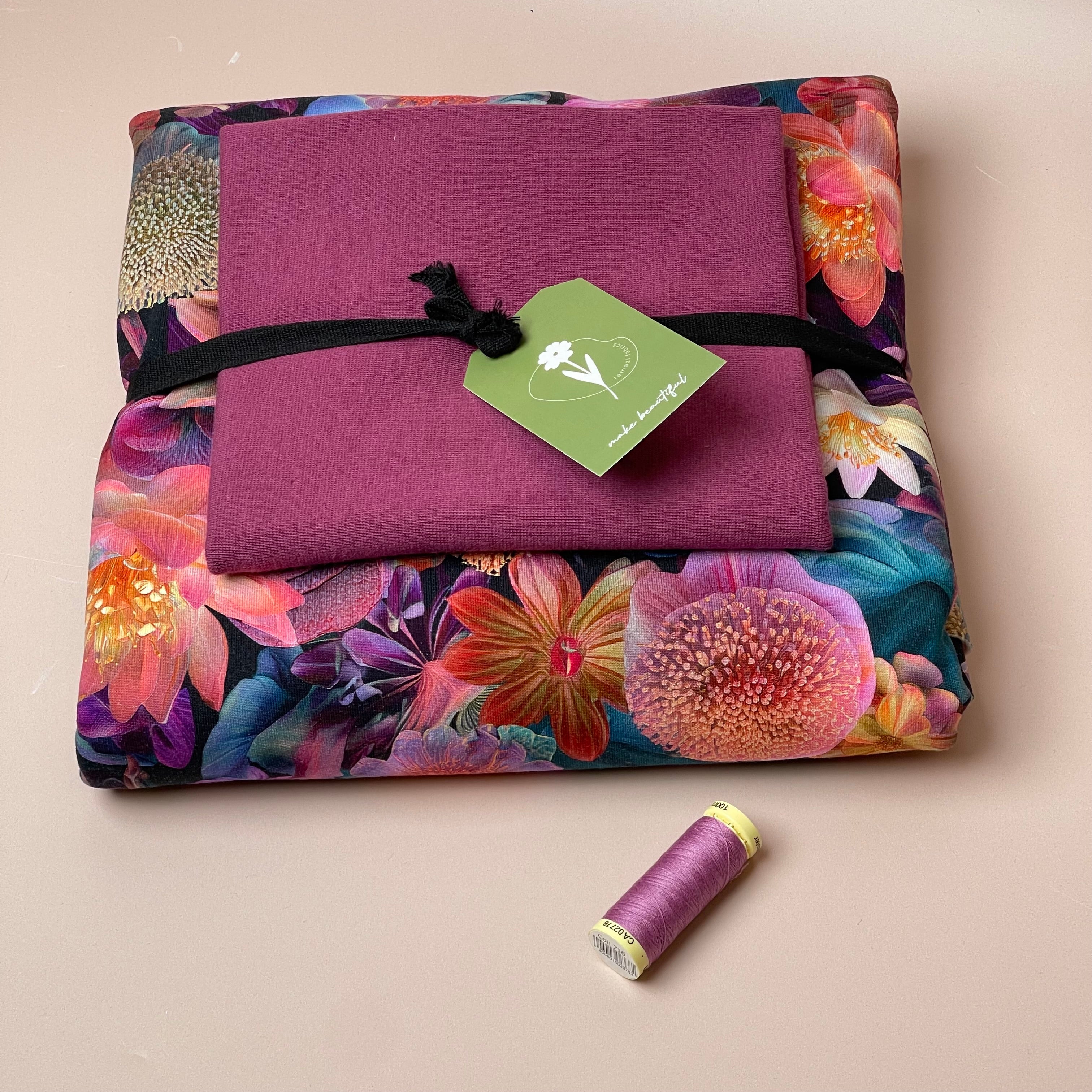 Colour Bundles - Water Lilies Cotton Sweatshirting & Ribbing