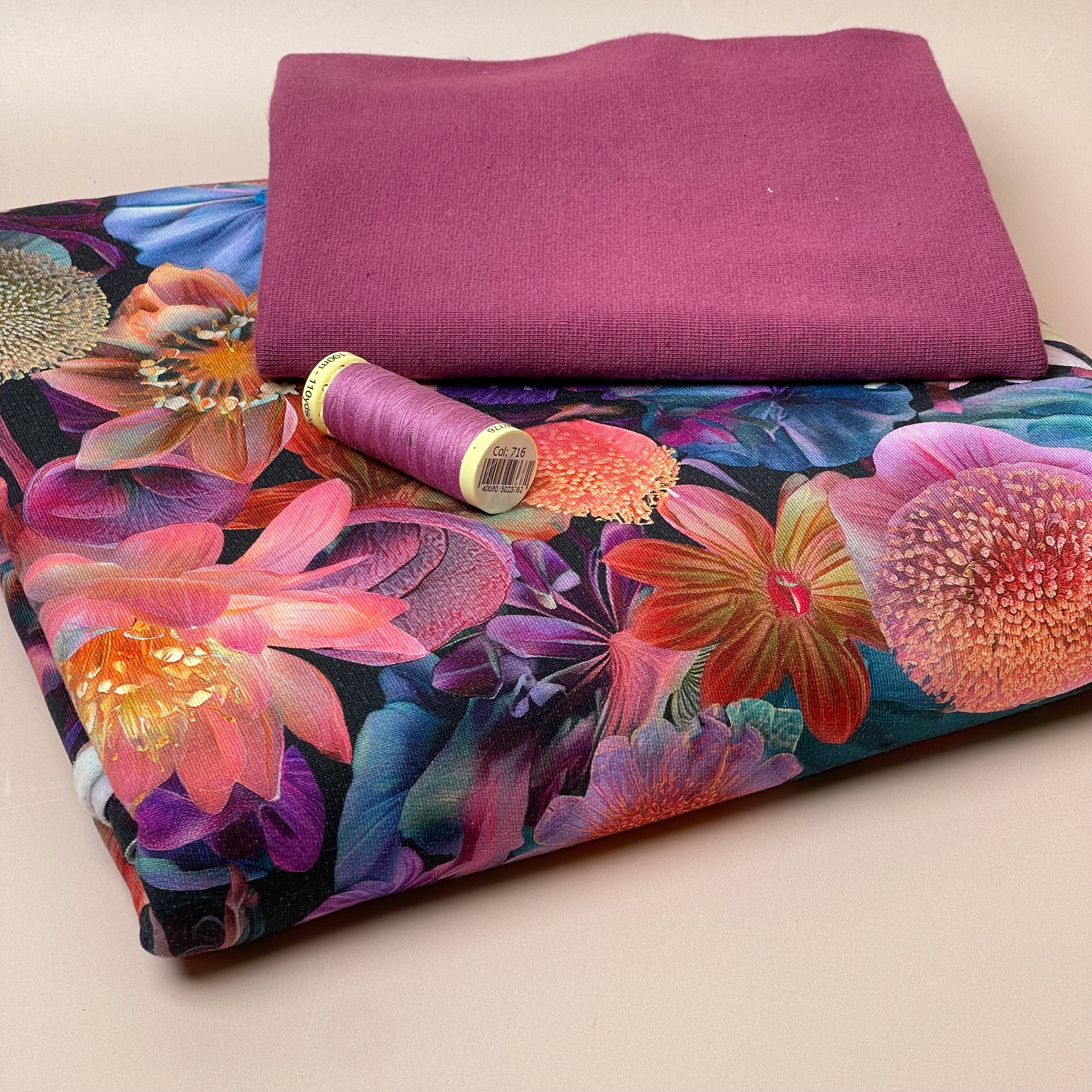 Colour Bundles - Water Lilies Cotton Sweatshirting & Ribbing