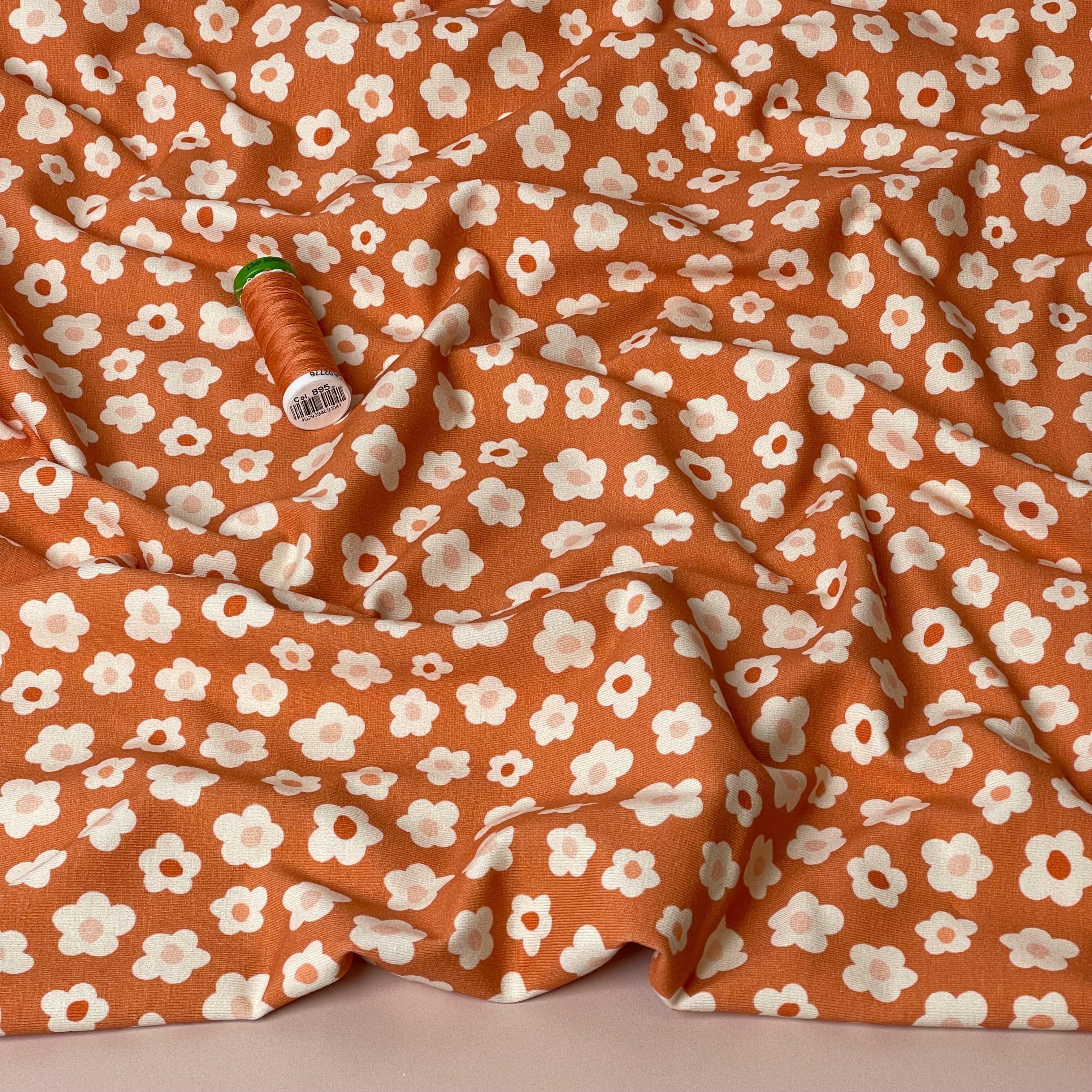 Danish Design - Graphic Flowers Orange Cotton Jersey