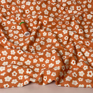 Danish Design - Small Daisies Terracotta Cotton Jersey