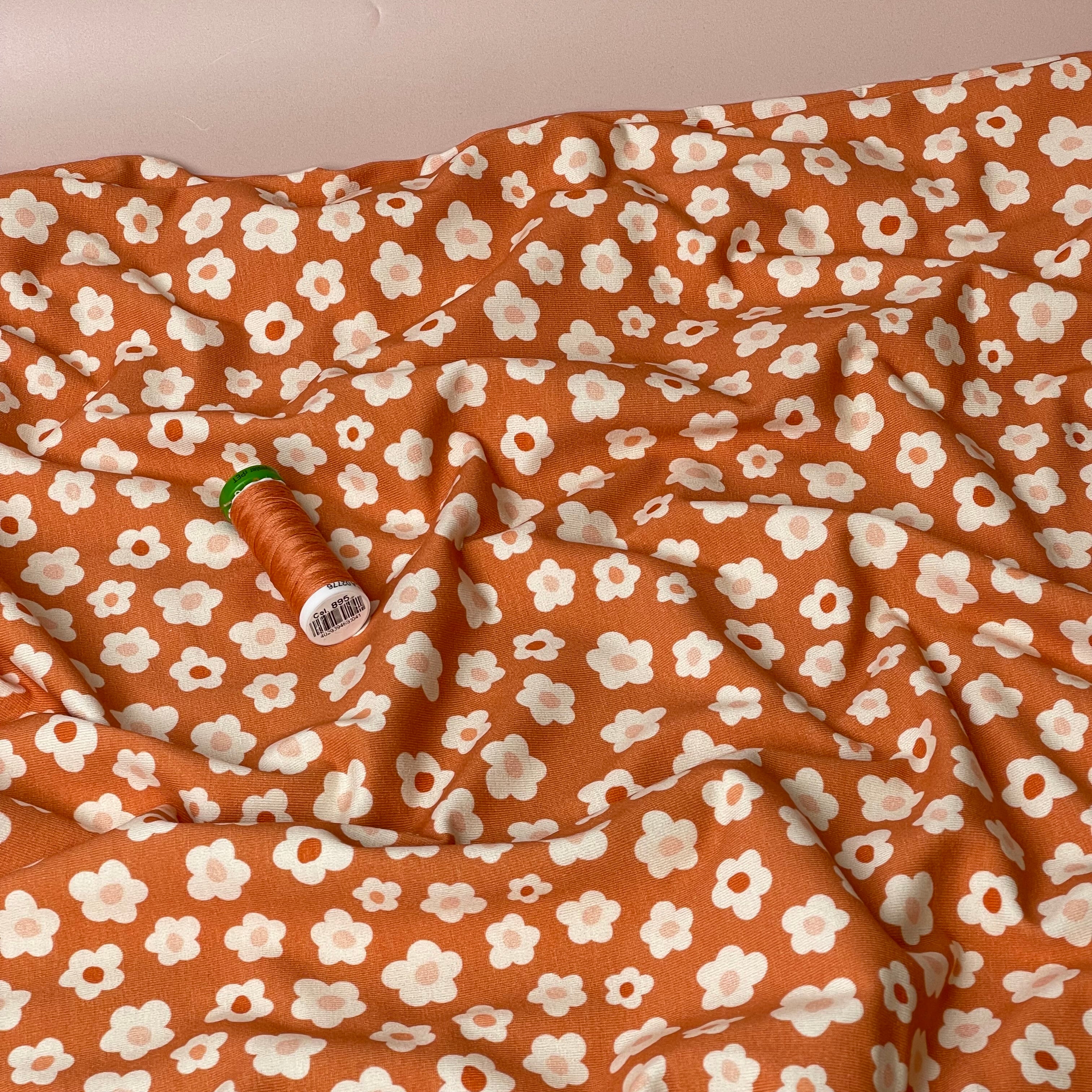 Danish Design - Graphic Flowers Orange Cotton Jersey