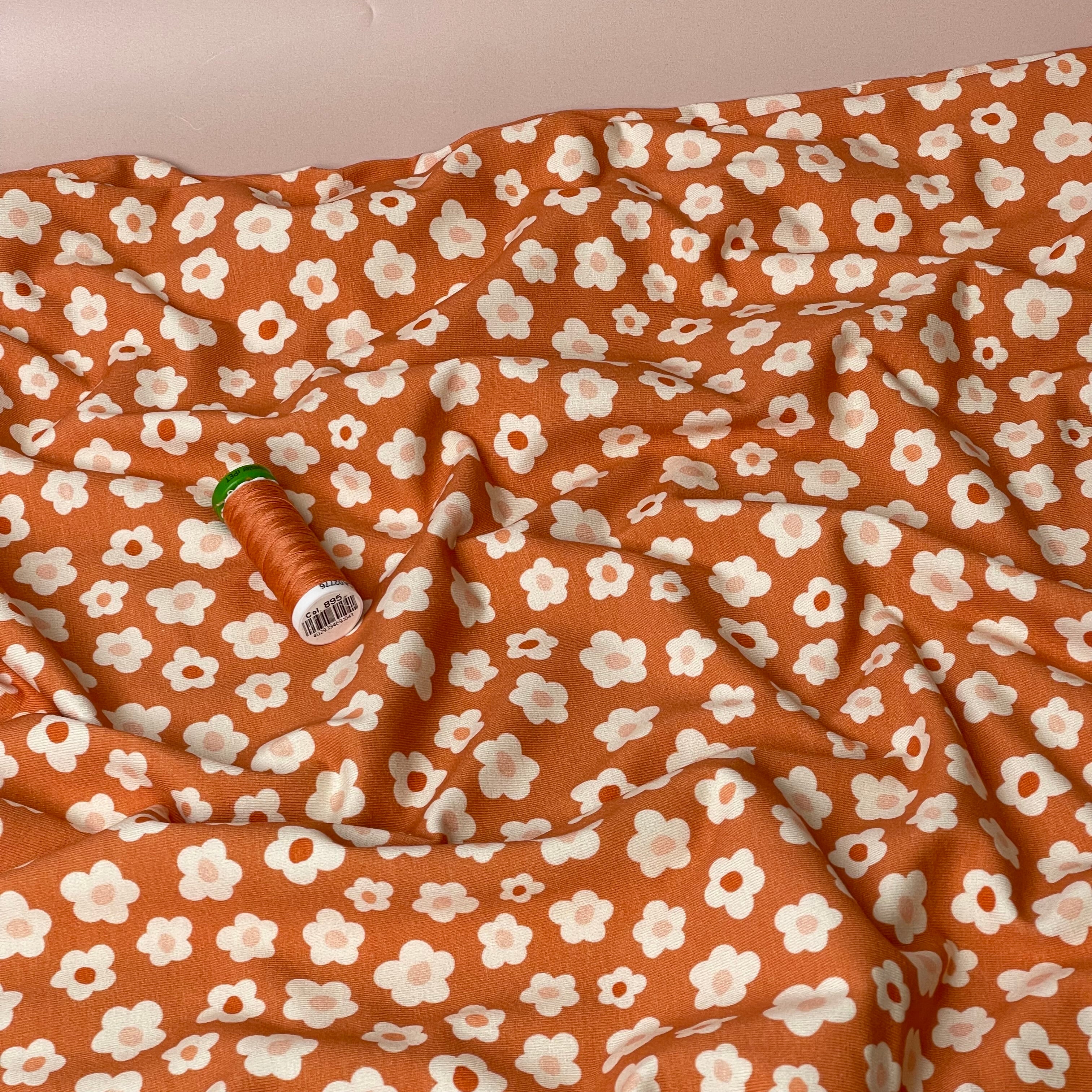 Danish Design - Graphic Flowers Orange Cotton Jersey