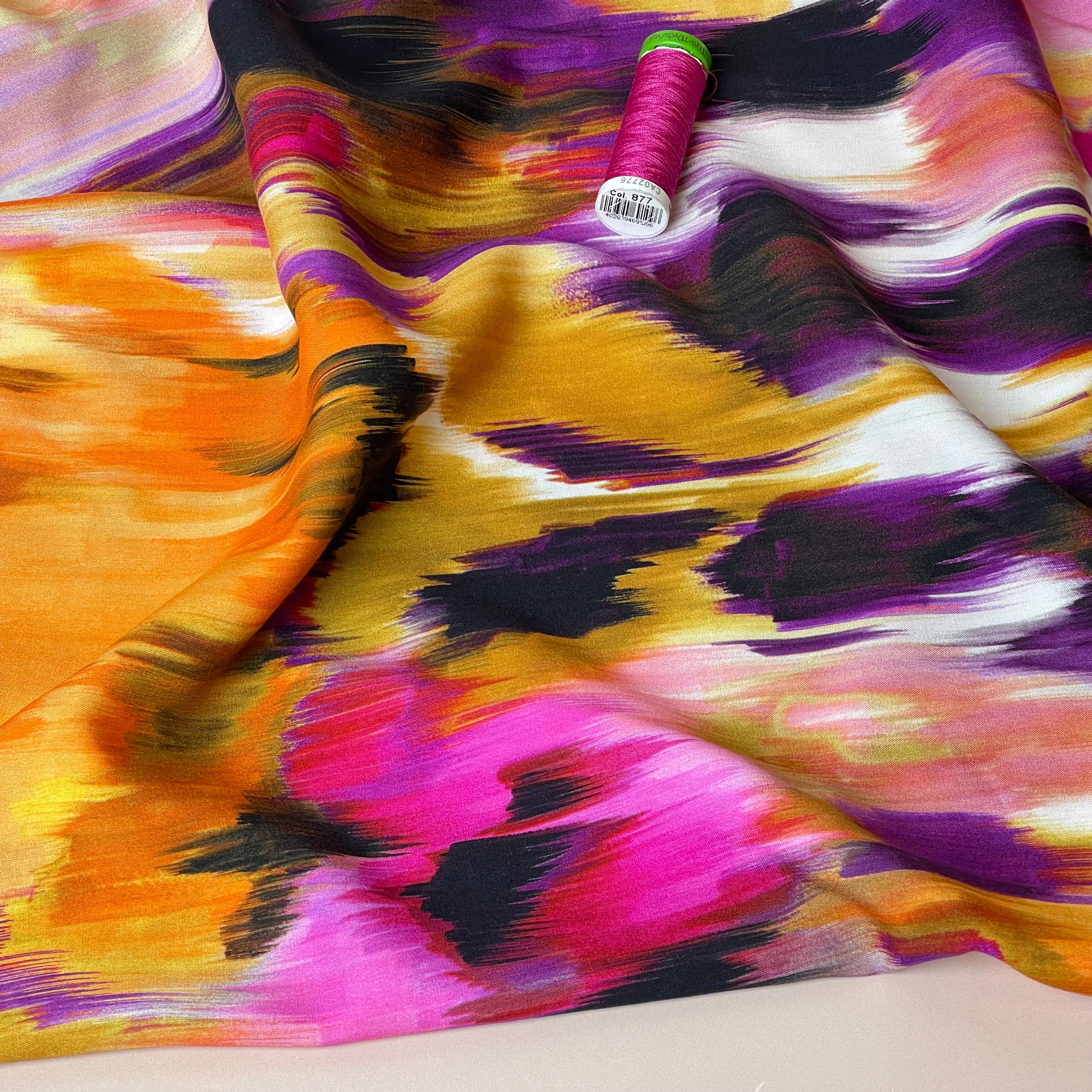 Hazy Brush Strokes Viscose Poplin Fabric