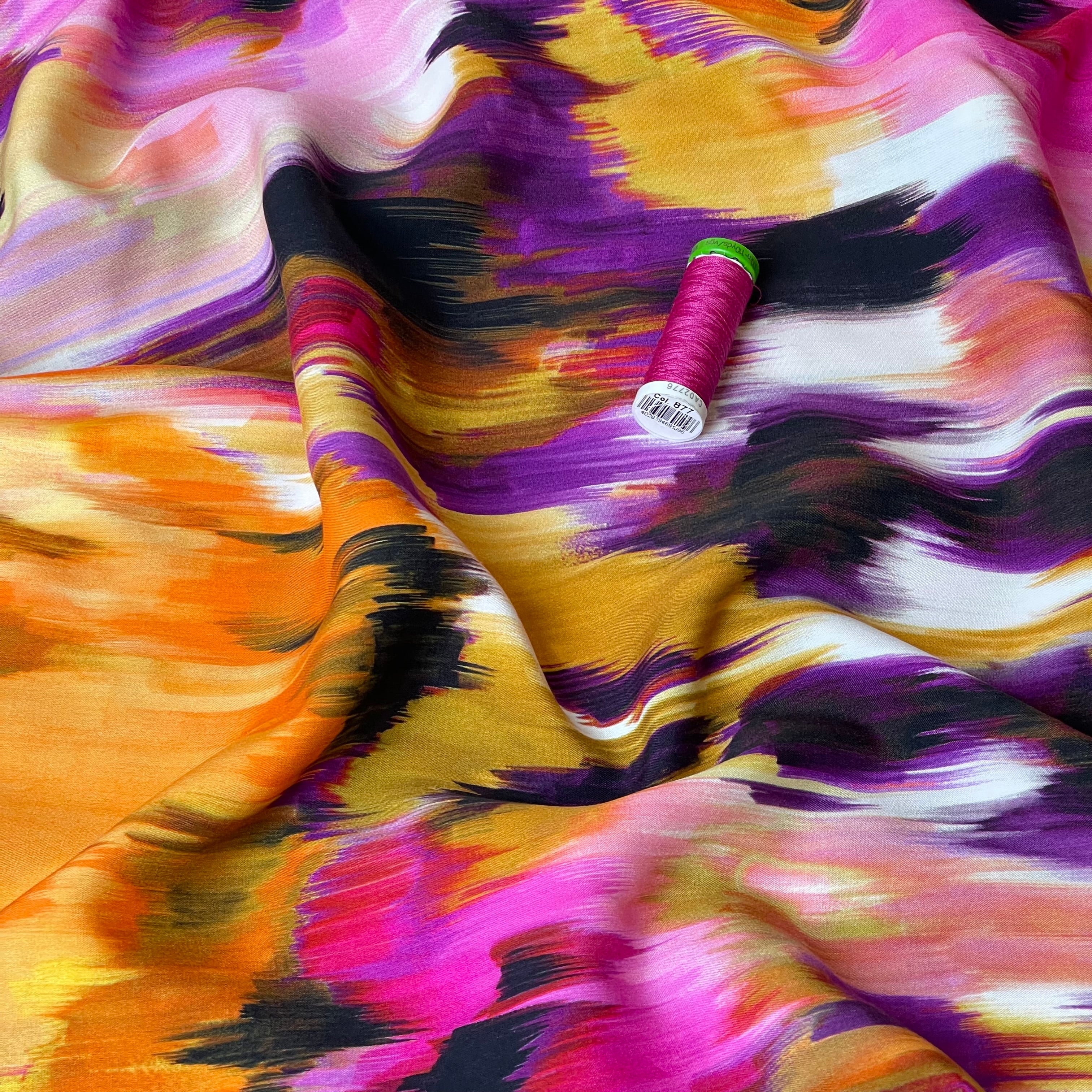 Hazy Brush Strokes Viscose Poplin Fabric